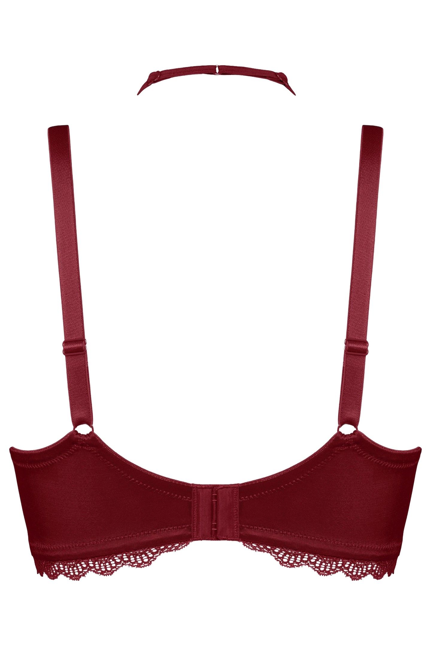 CARITA CABERNET RED AND LACE BALCONY BRA 2