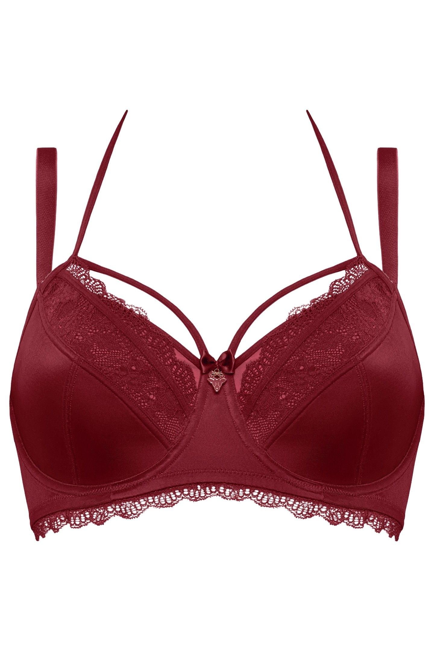 CARITA CABERNET RED AND LACE BALCONY BRA 3