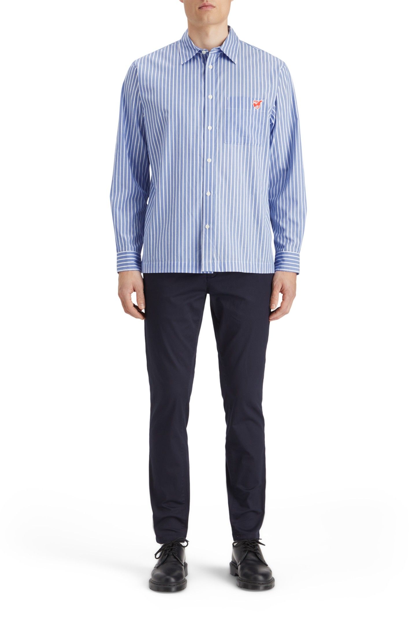 CORE - THE FREE SPIRIT PEACE BIRD POPLIN SHIRT BLUE WHITE ST 2