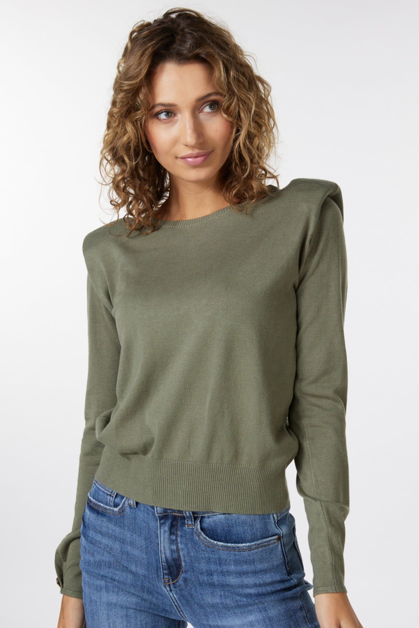 SWEATER BASIC SHOULDER PADS LEAF GREEN 4