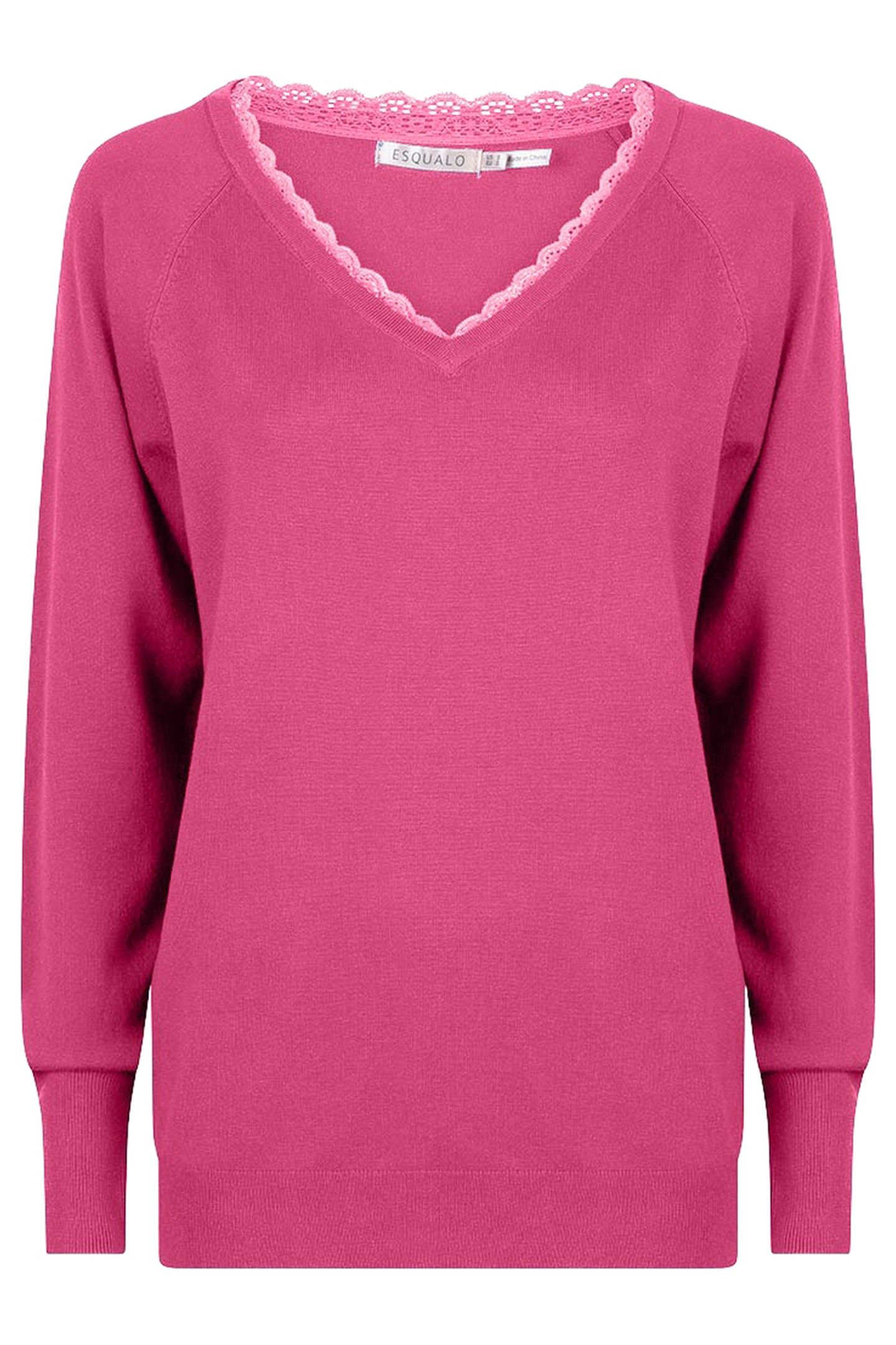 SWEATER V-NECK LACE PINK 1