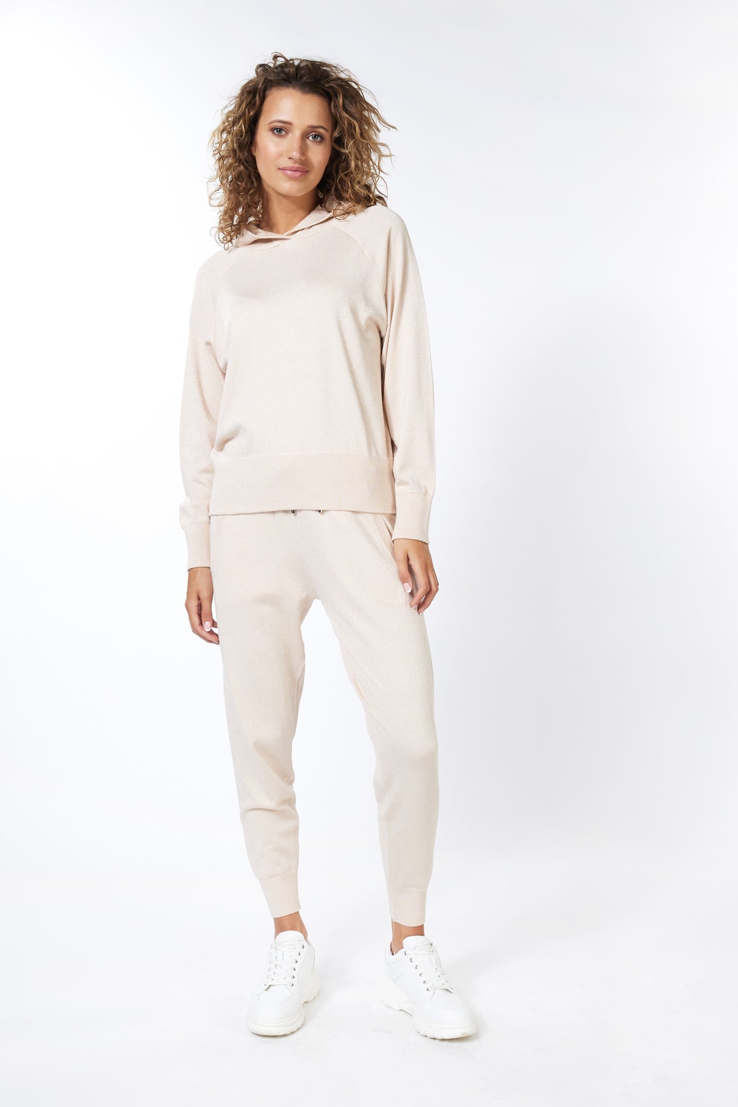 SWEATER HOODIE RAGLAN LUREX LIGHT SAND 1