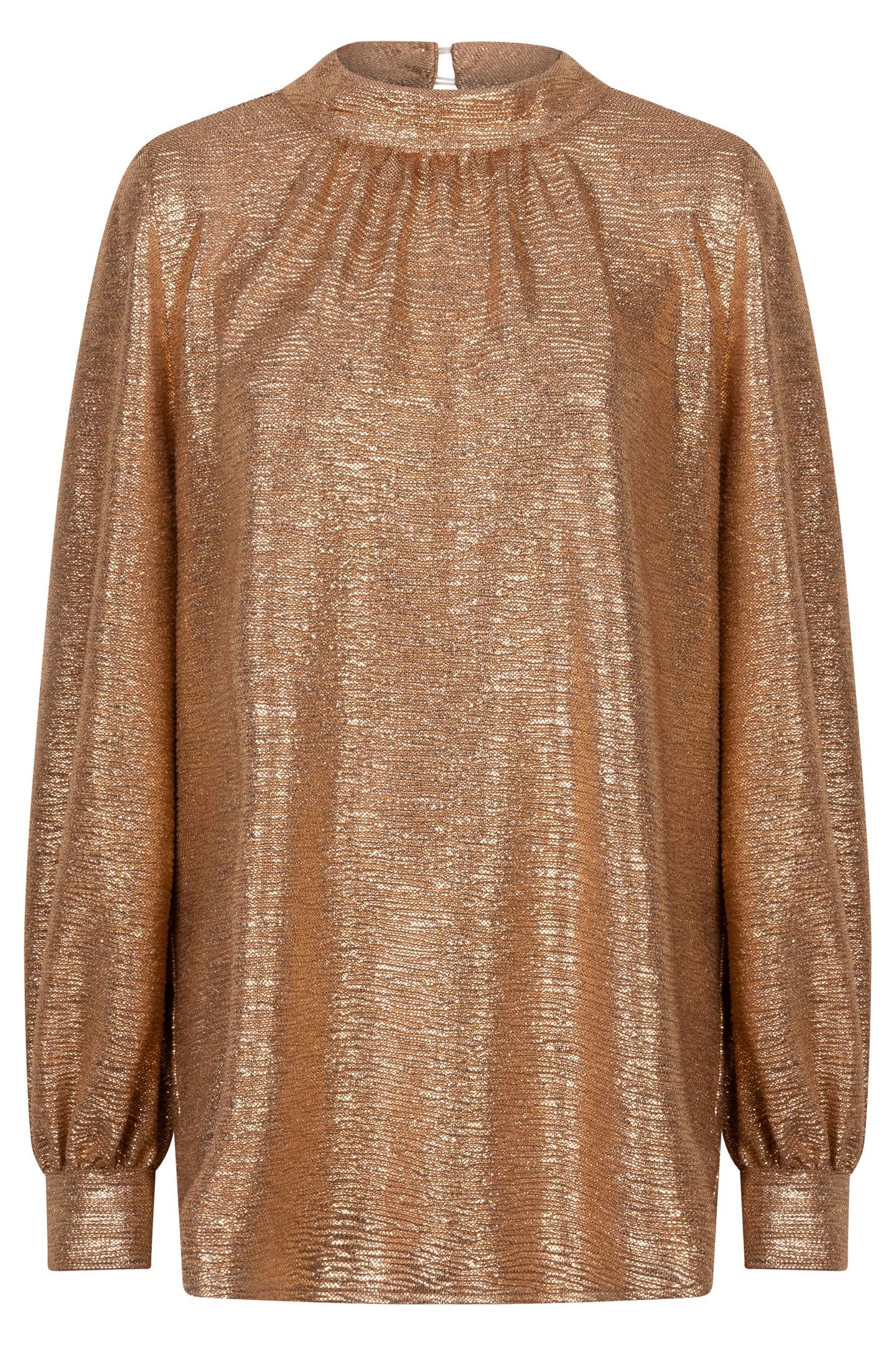 BLOUSE FANCY FOIL PLISSE BRANDY 5