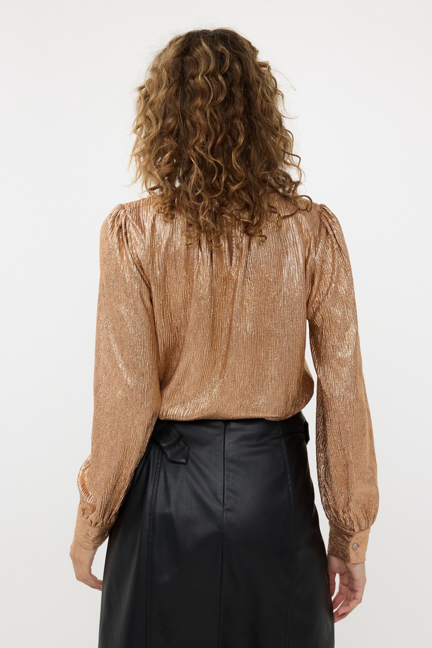 BLOUSE FANCY FOIL PLISSE BRANDY 4