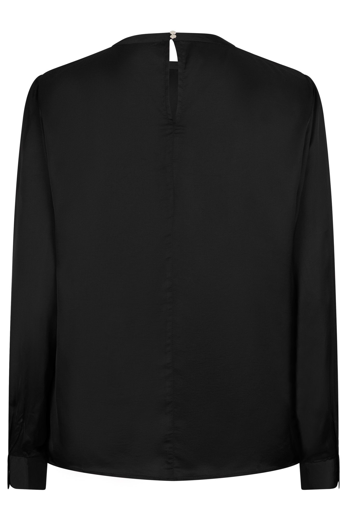 BLOUSE SATIN FANCY NECK BLACK 2