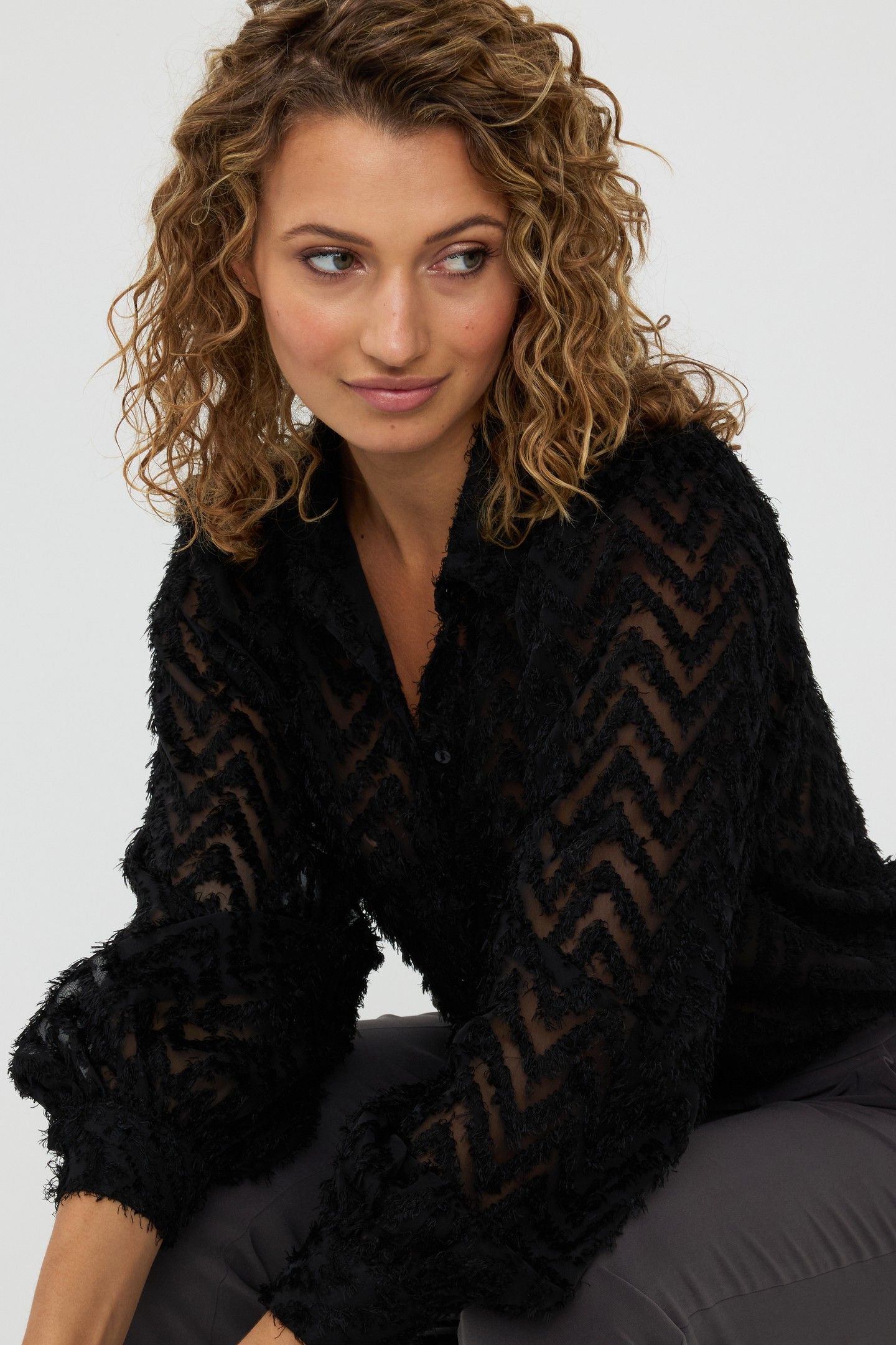 BLOUSE BASIC FLUFFY PLUMETIS BLACK 7