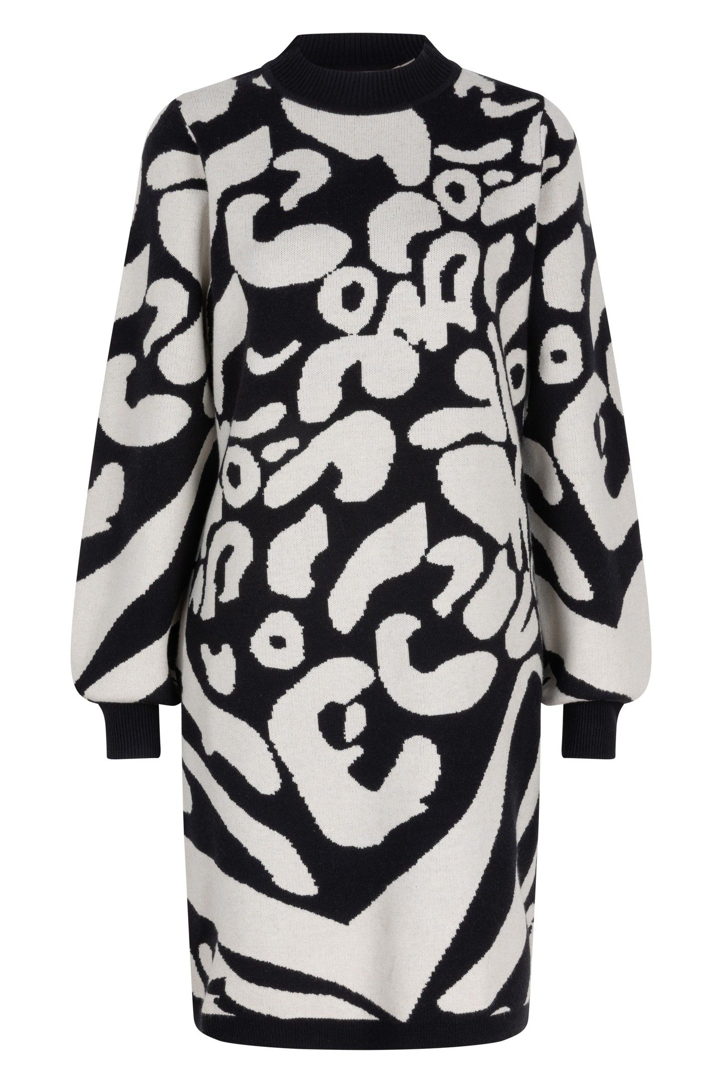 DRESS 2TONE JACQUARD ANIMAL BLACK / GREY 5