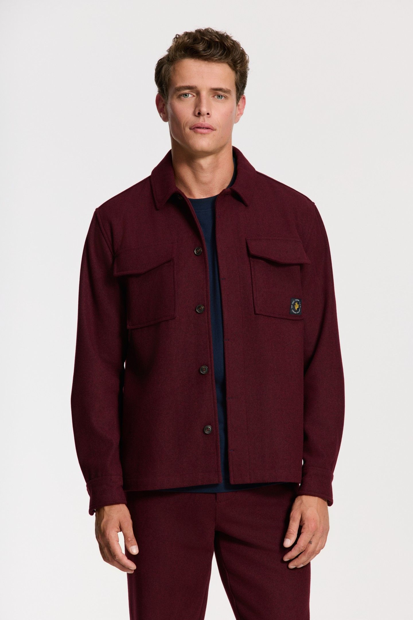 STAN WOOL BLEND LONG SLEEVE SHIRT RED EARTH 1