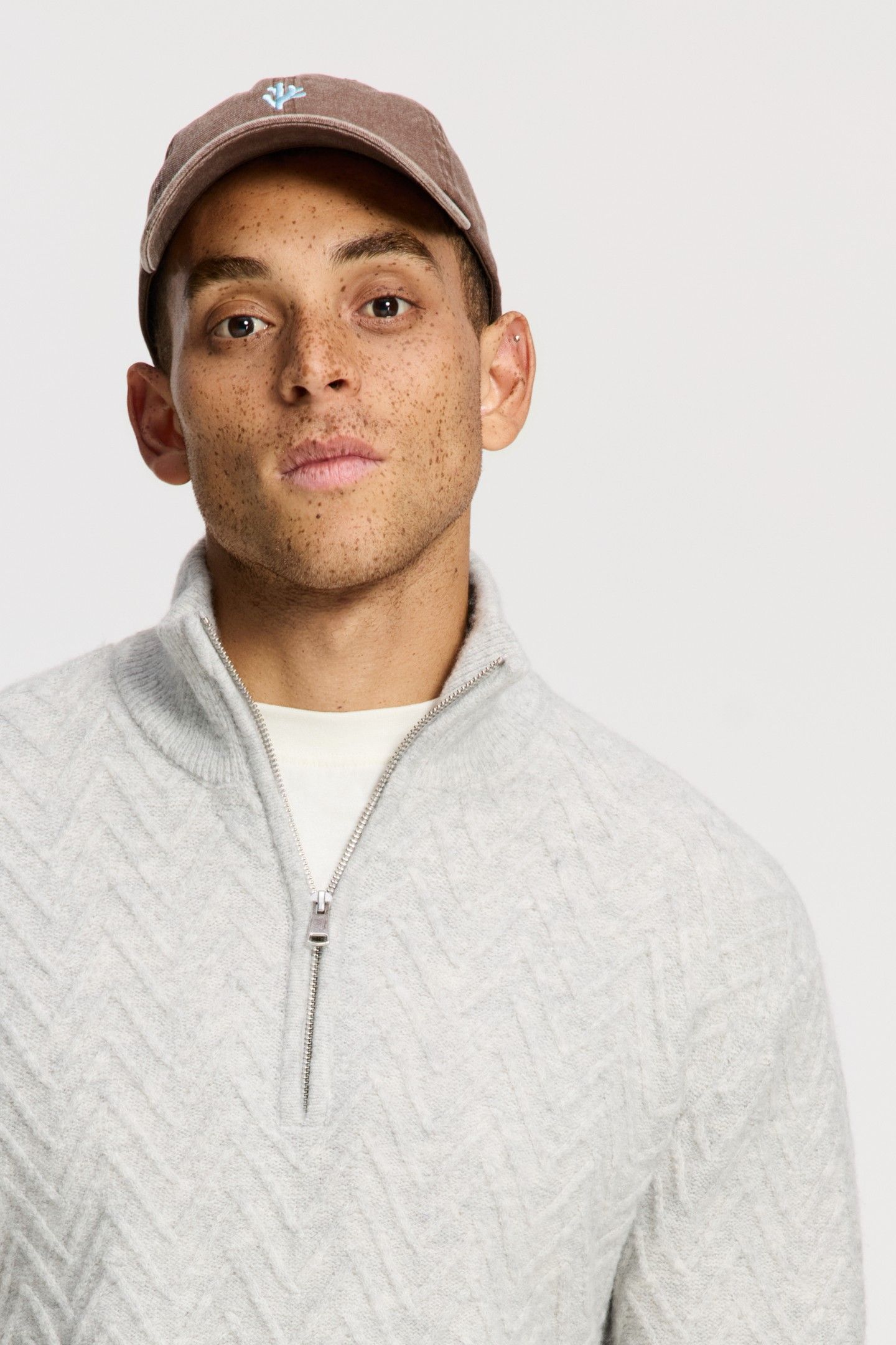 PIKE RELAXED FIT ZIGZAG PULLOVER LIGHT GREY MELANGE 2