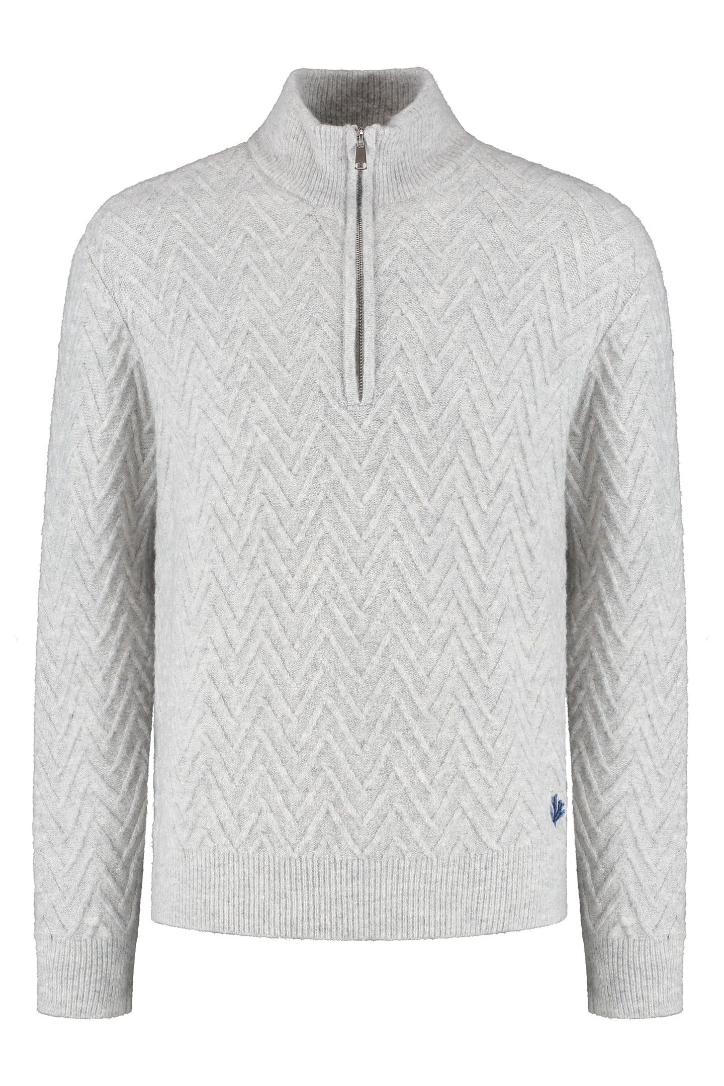PIKE RELAXED FIT ZIGZAG PULLOVER LIGHT GREY MELANGE 6