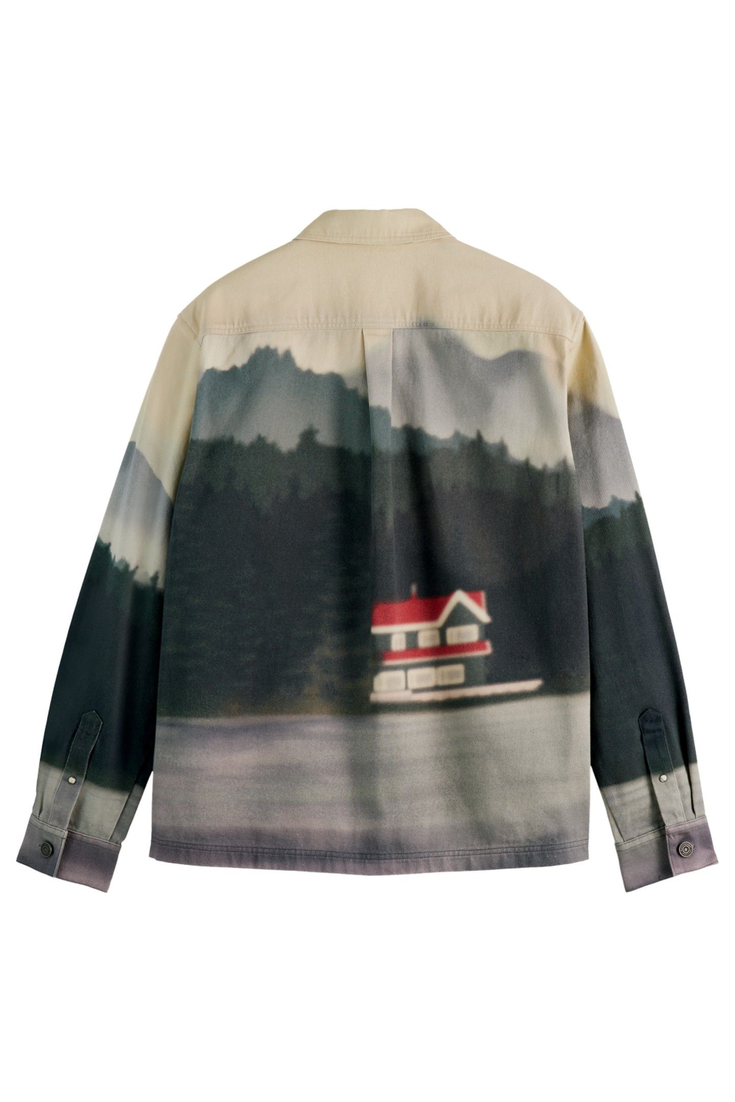RELAXED FIT PRINTED TWILL OVERSHIRT BLUR LAKEHOUSE 2