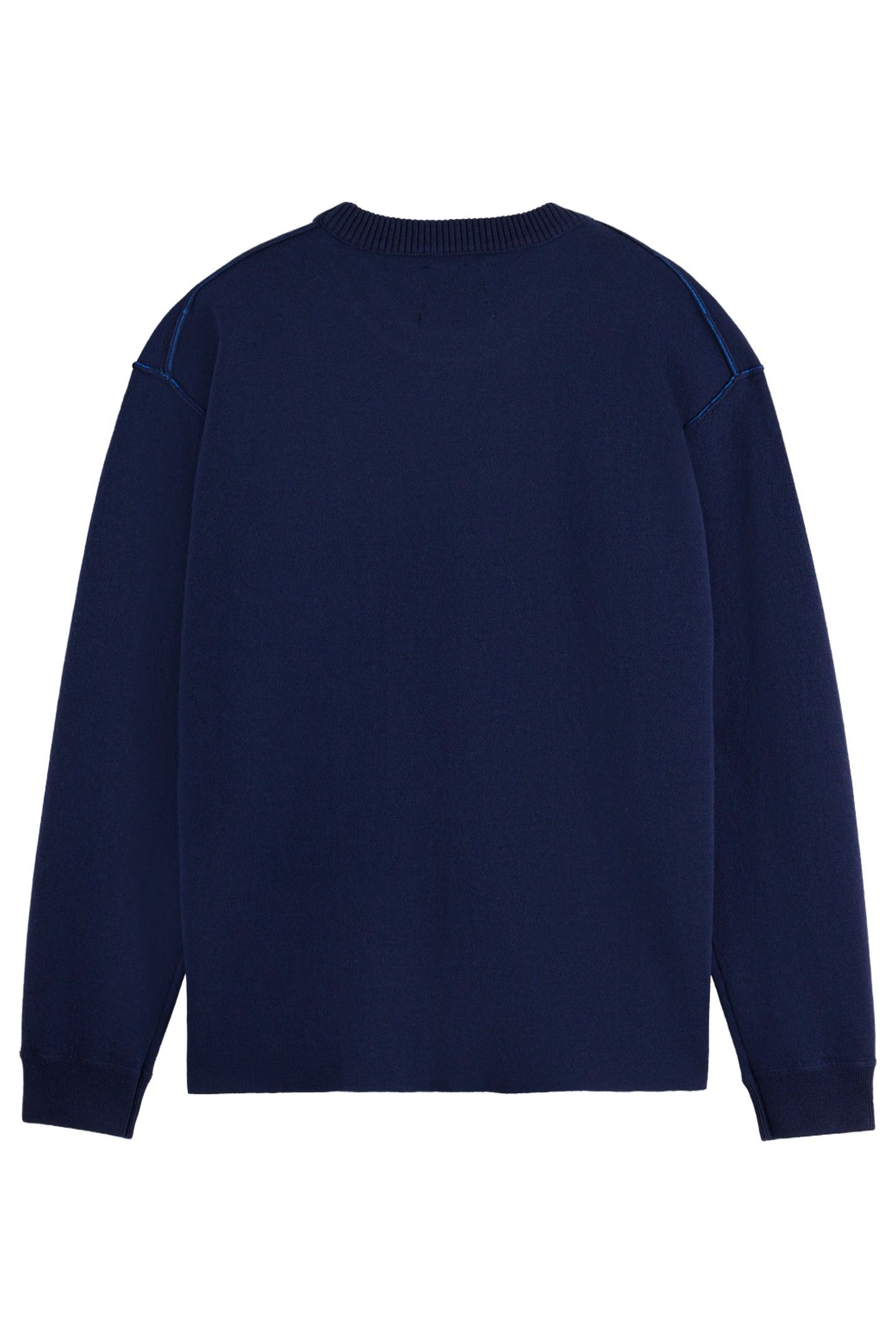 MERINO DOUBLE FACE DROPPED SHOULDER CREWNECK NAVY 2