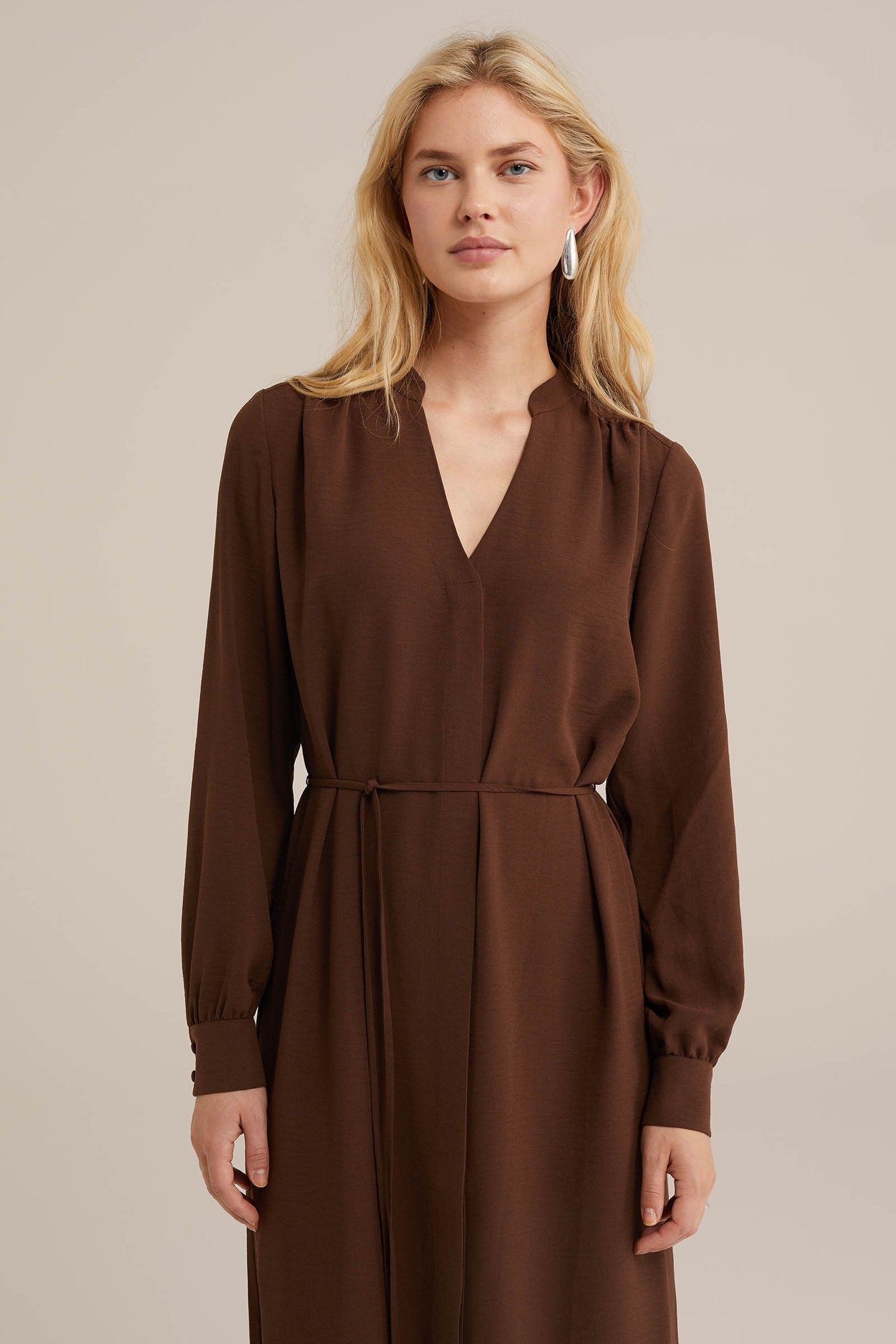 DRESS MID LENGTH BROWN 1