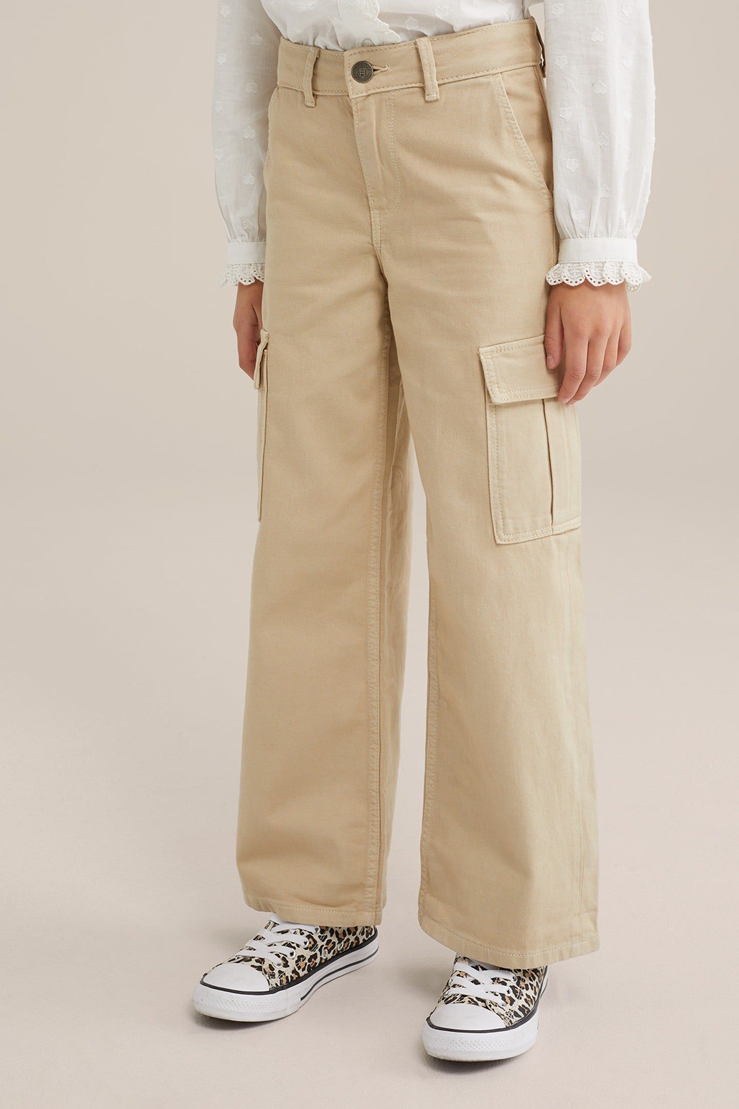 GIRLS CARGO PANTS BEIGE 1