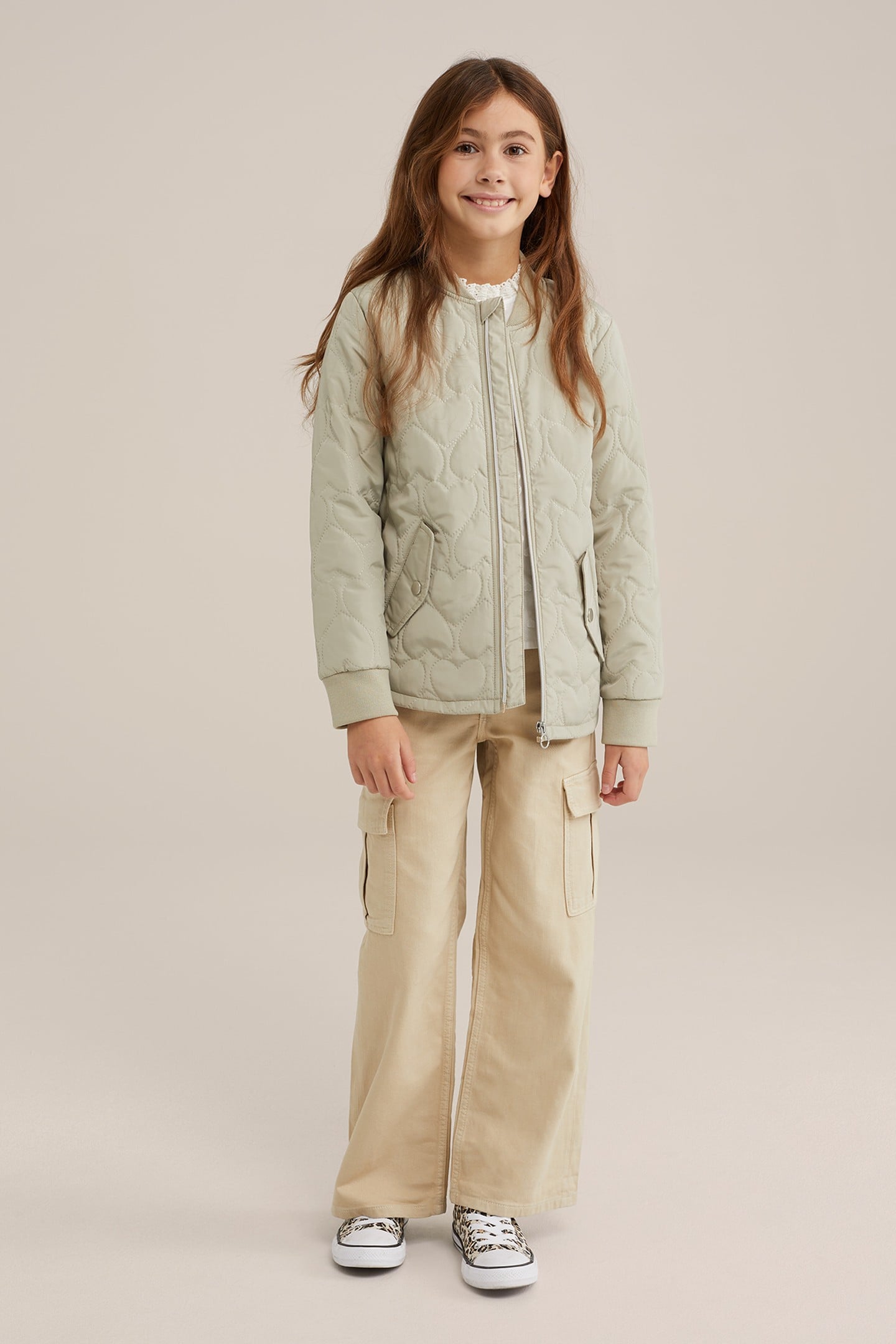 GIRLS CARGO PANTS BEIGE 2