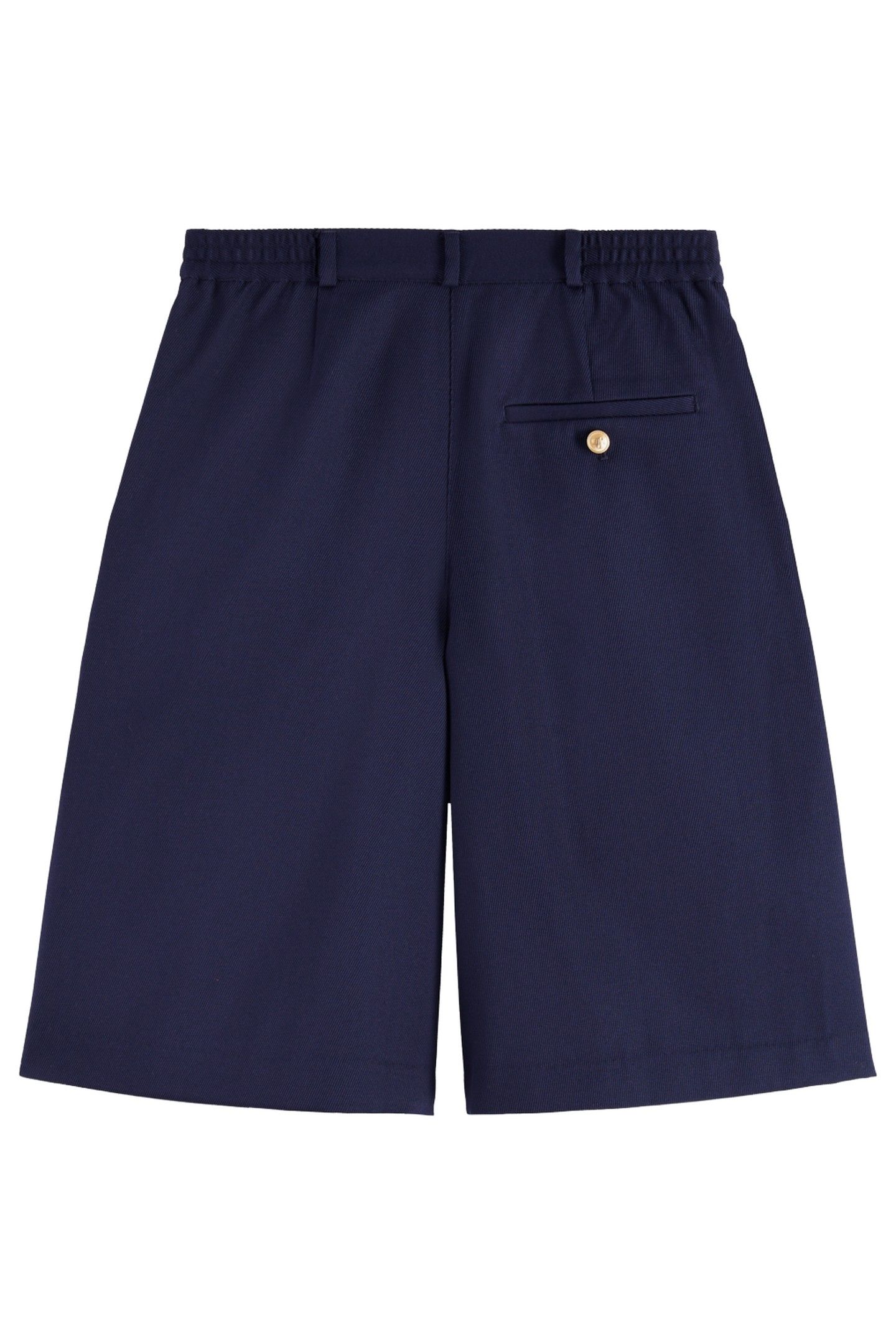 GABARDINE TWILL A-LINE PLEAT FRONT SHORT NAVY 2