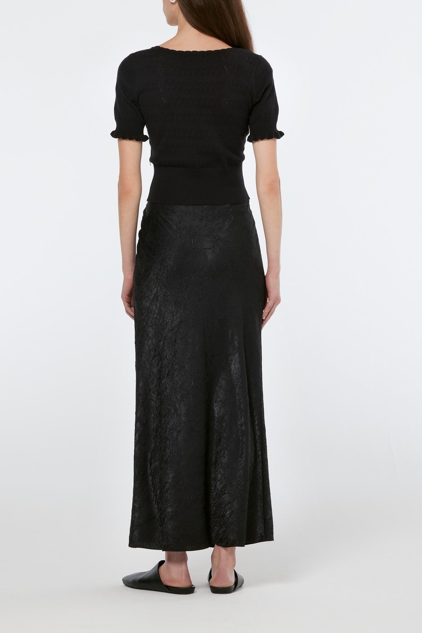 CRUSHED SATIN SKIRT BLACK 6