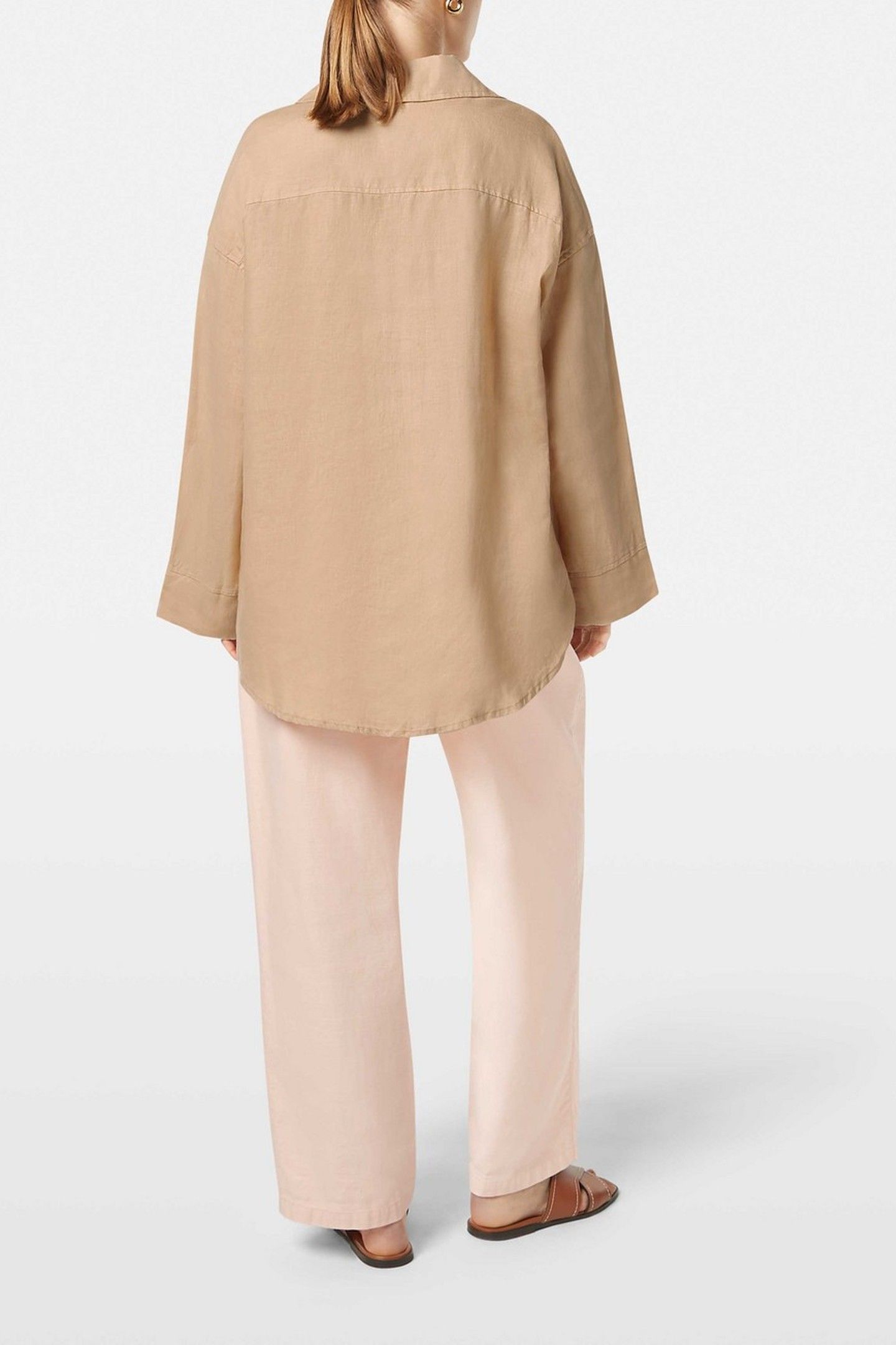 WIDE SLEEVE LINEN SHIRT SOFT CAMEL 3