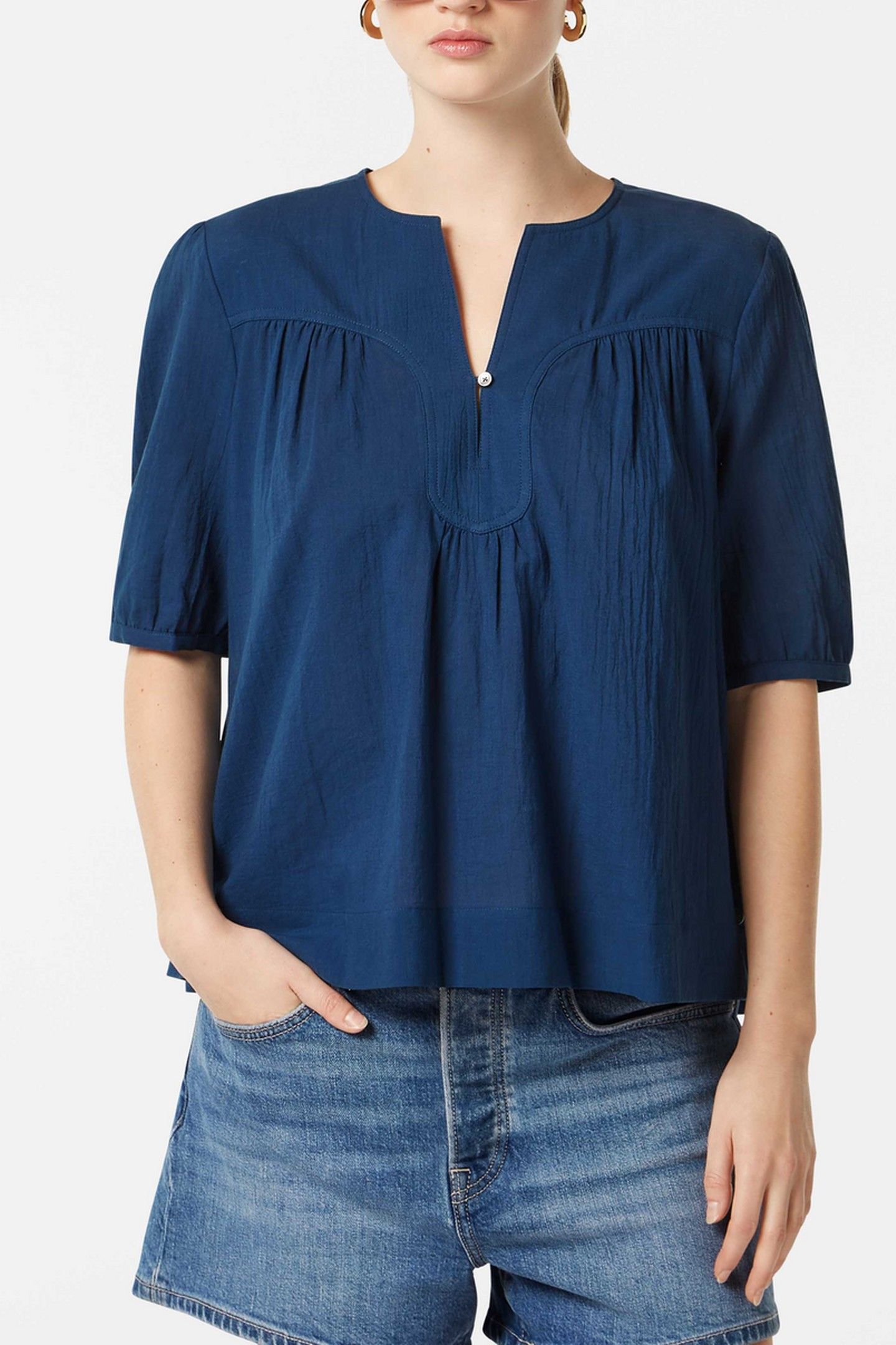 PRINTED SHORT SLEEVE TOP ATLANTIC BLUE 2