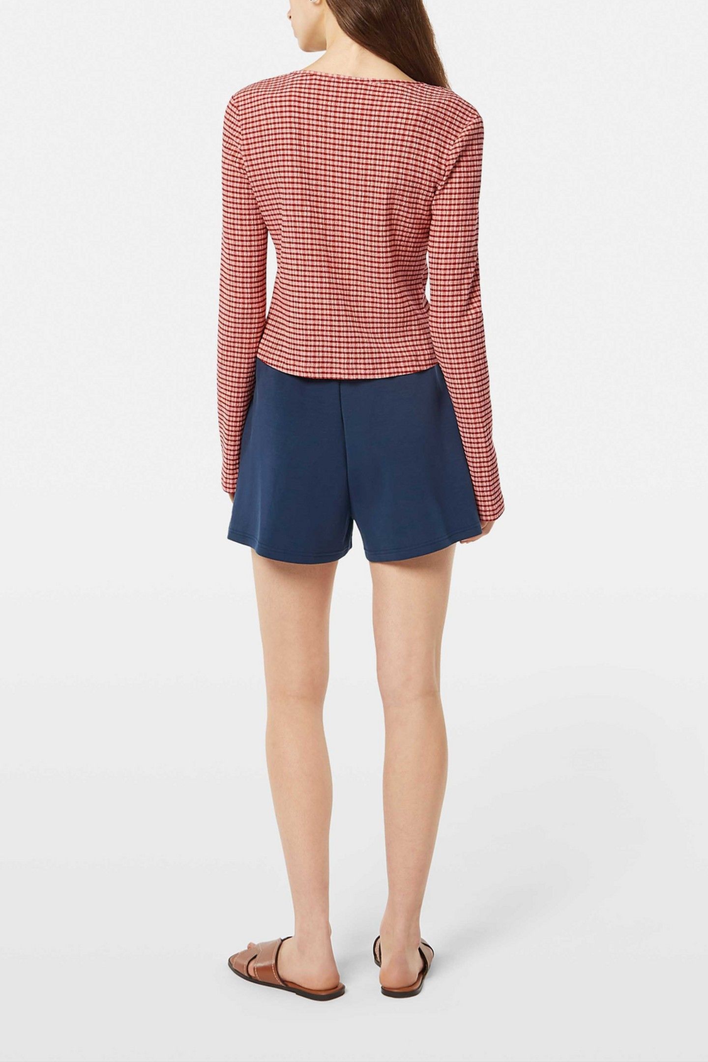 STRUCTURED GINGHAM LS T-SHIRT ROADSIDE RED/ COTTON CANDY 3