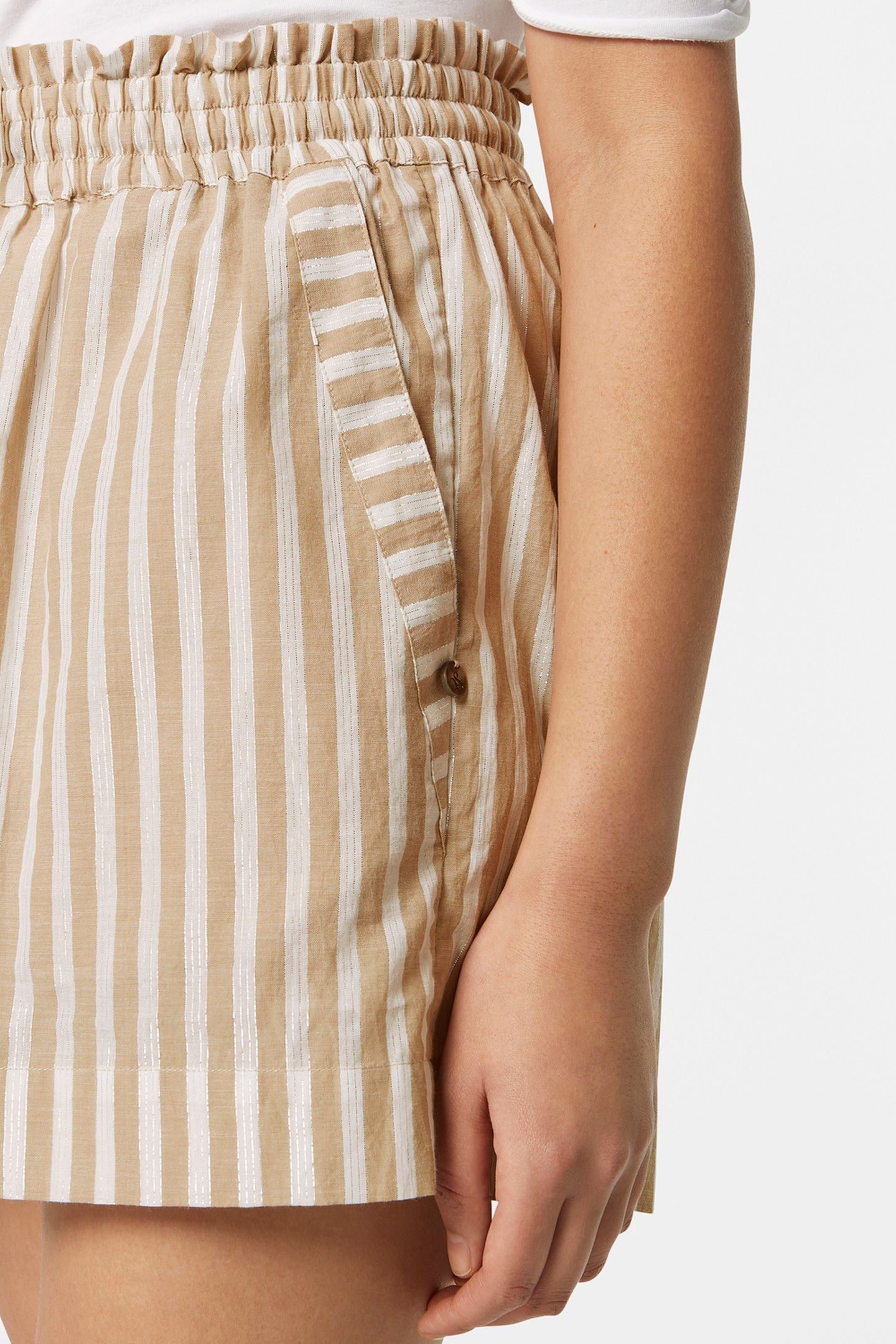 HIGH RISE LUREX STRIPE PRINTED SHORTS BLOCK PRINT 6