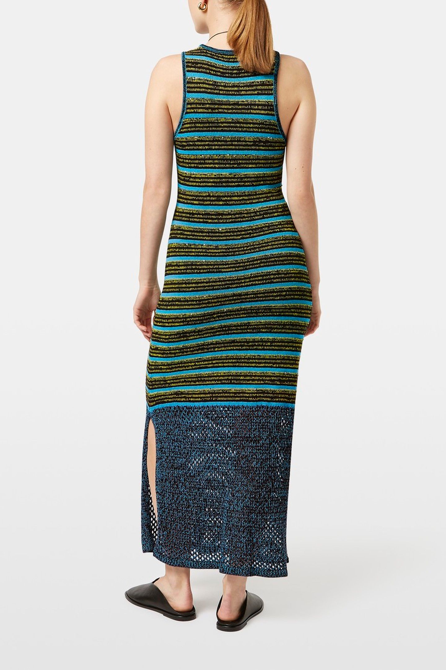 SEQUIN STRIPE KNITTED DRESS WASHED BLACK 2