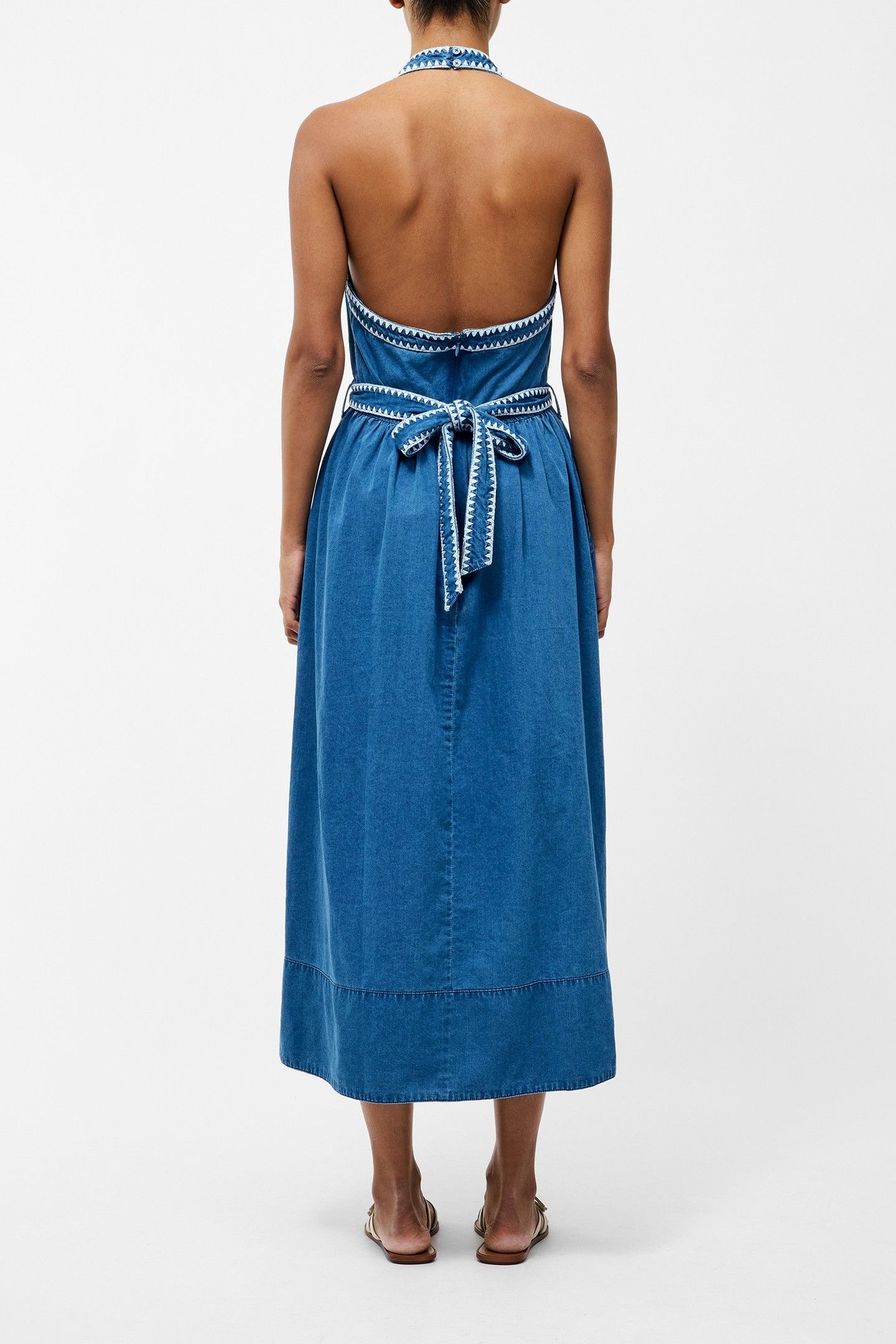 ZAVES CHAMBRAY HALTER NECK DRS VINTAGE BLUE 3