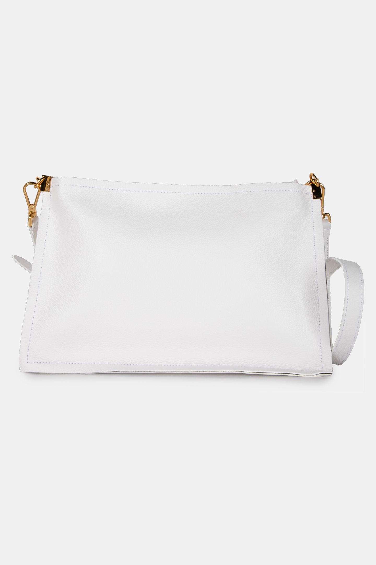 LEATHER SHOULDER BAG WITH STRAP IN WHITE 4