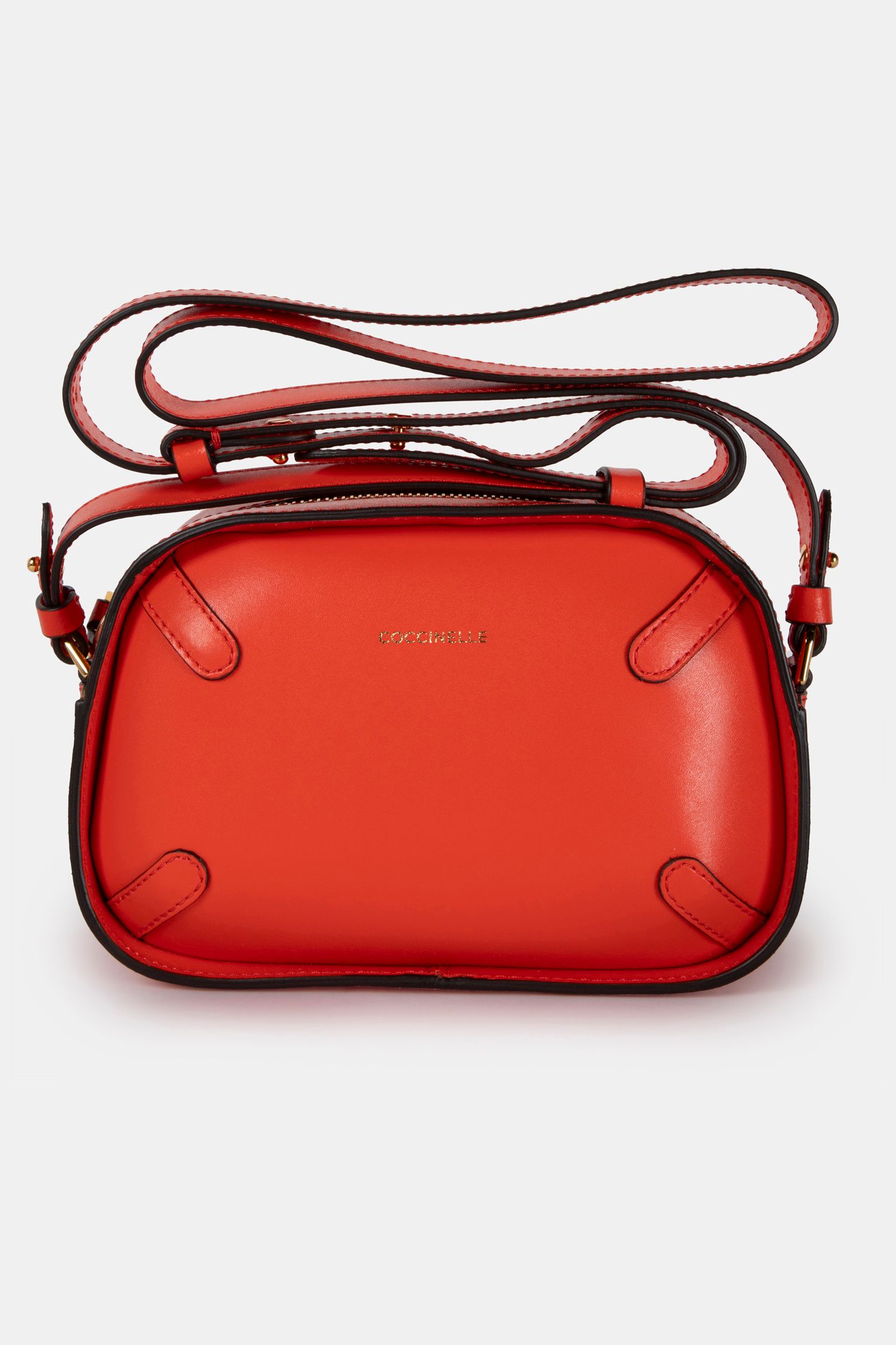 CROSS BODY CAMERA BAG IN GRAINED LEATHER IN RED 2