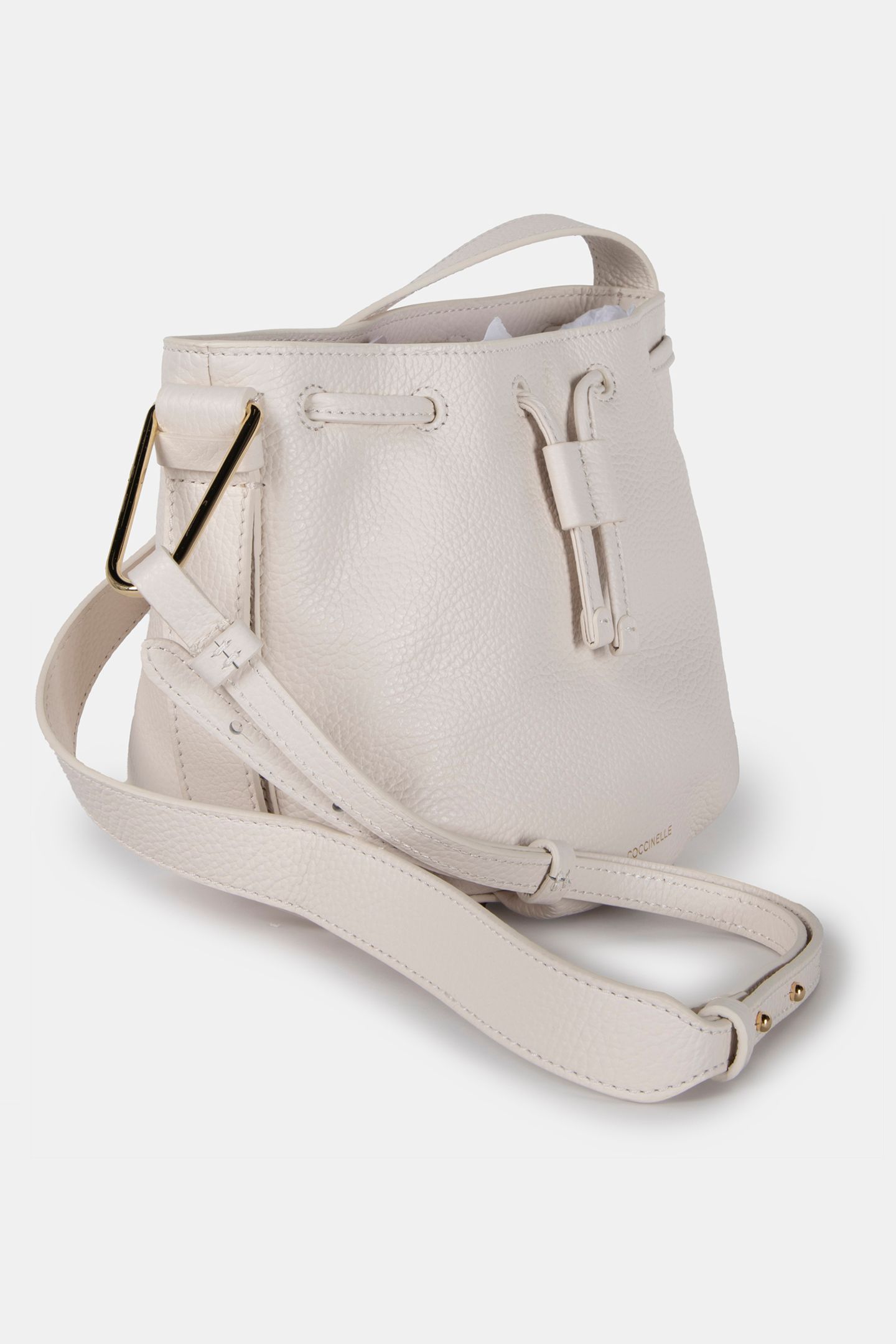 GRAINED LEATHER CROSS BODY BAG IN CREAM 3