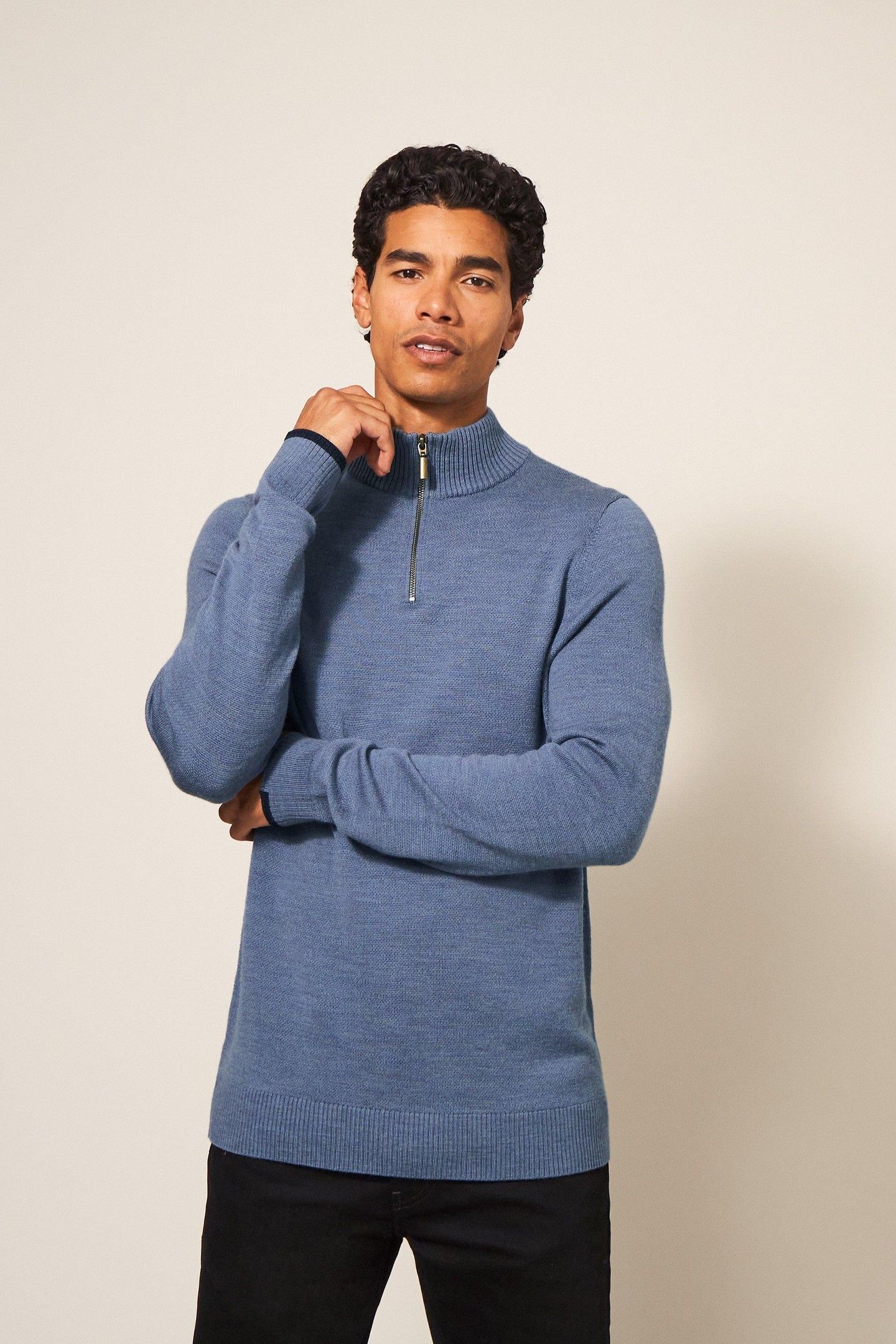 NEWPORT MERINO FUNNEL CHAMBRAY BLUE 1