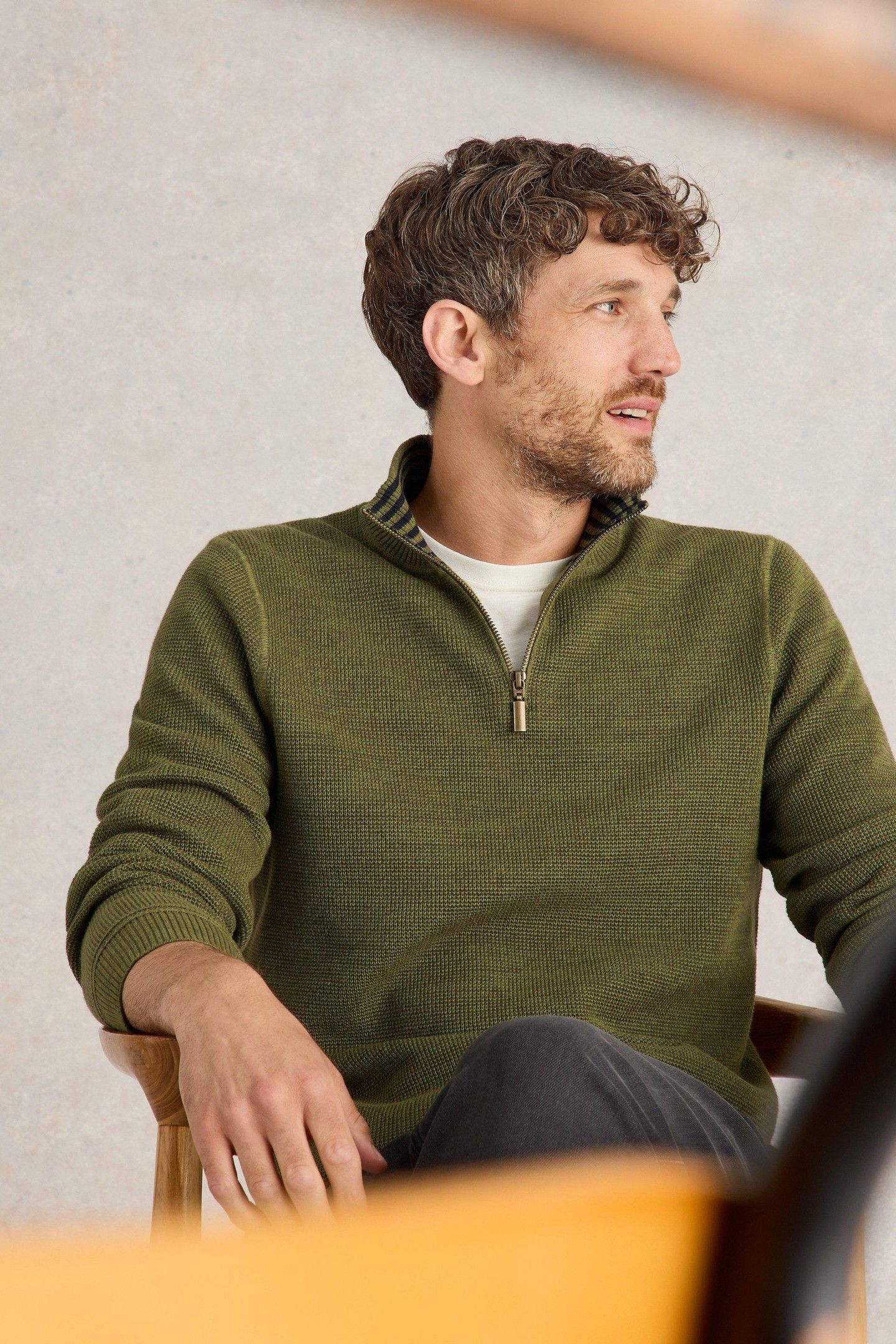 ATTADALE FUNNEL NECK JUMPER KHAKI GREEN 6