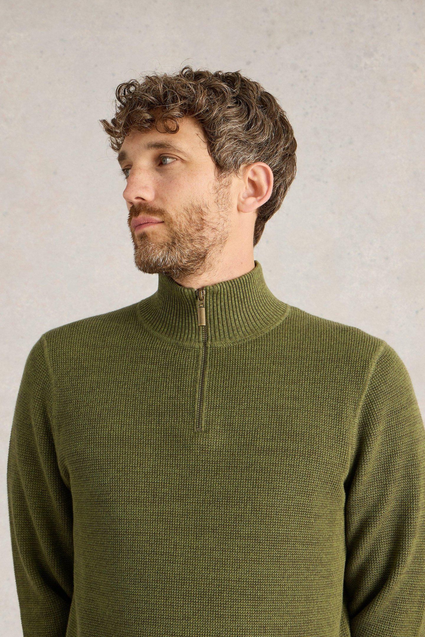 ATTADALE FUNNEL NECK JUMPER KHAKI GREEN 1