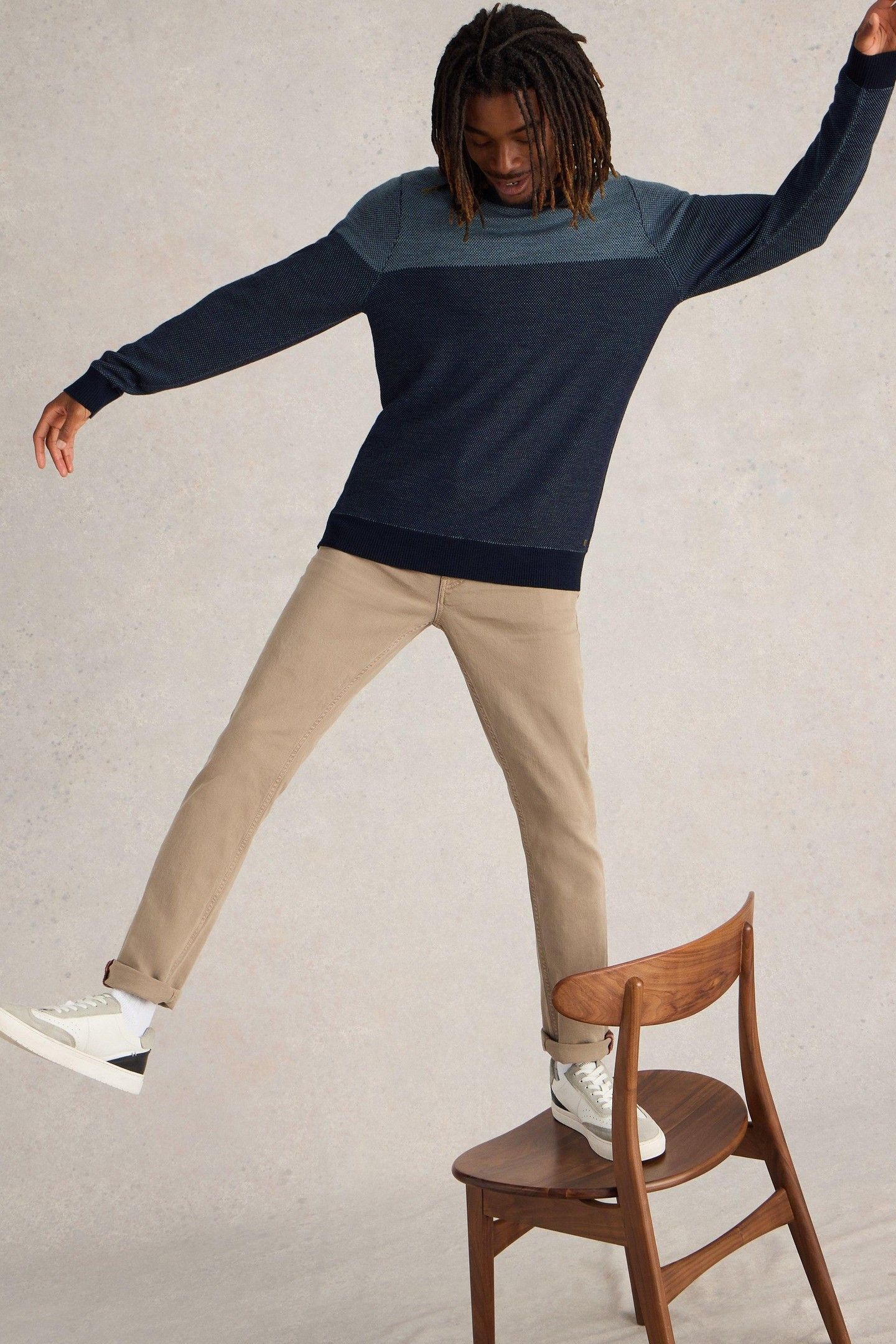 NEWPORT MERINO JACQUARD CREW BLUE MULTI 5