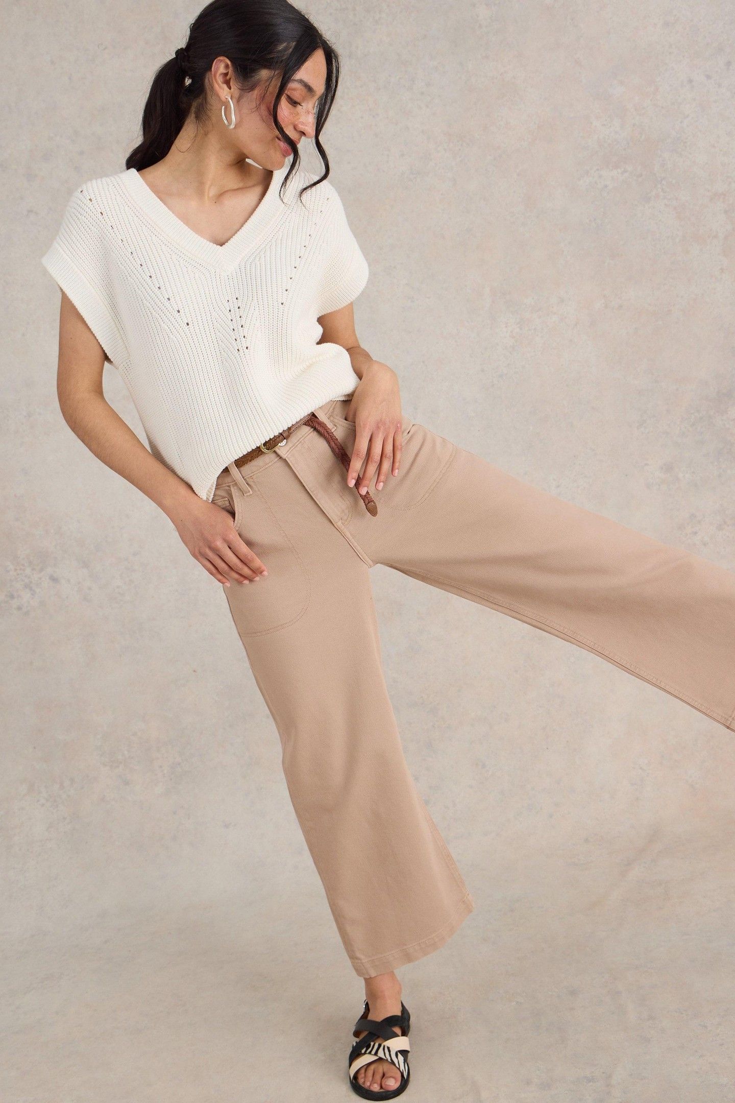 TIA WIDE LEG CROP JEAN DARK NATURAL 1