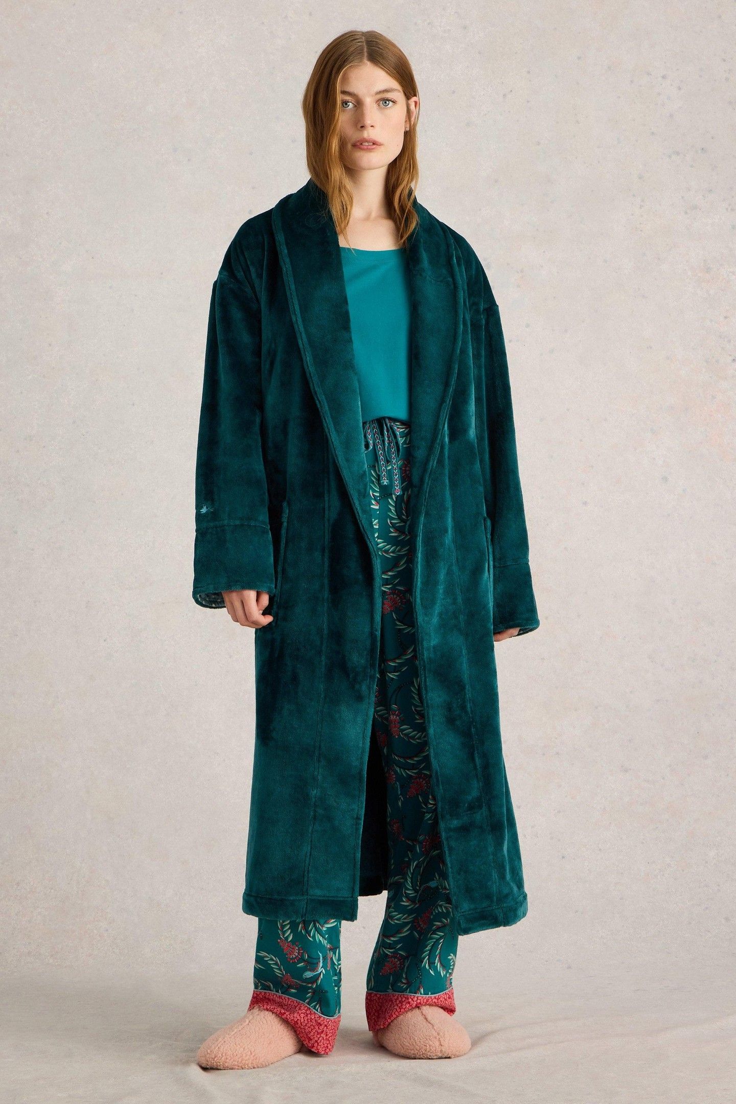 CLOVER COSY DRESSING GOWN MID TEAL 2