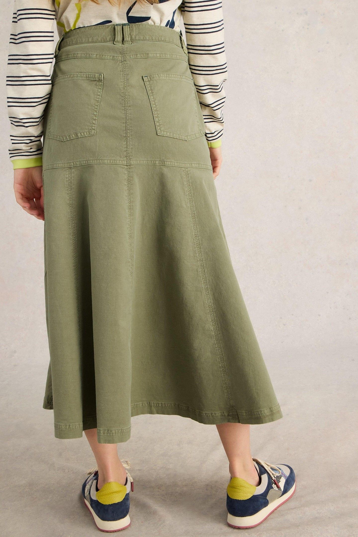 QUINN MIDI SKIRT KHAKI GREEN 4