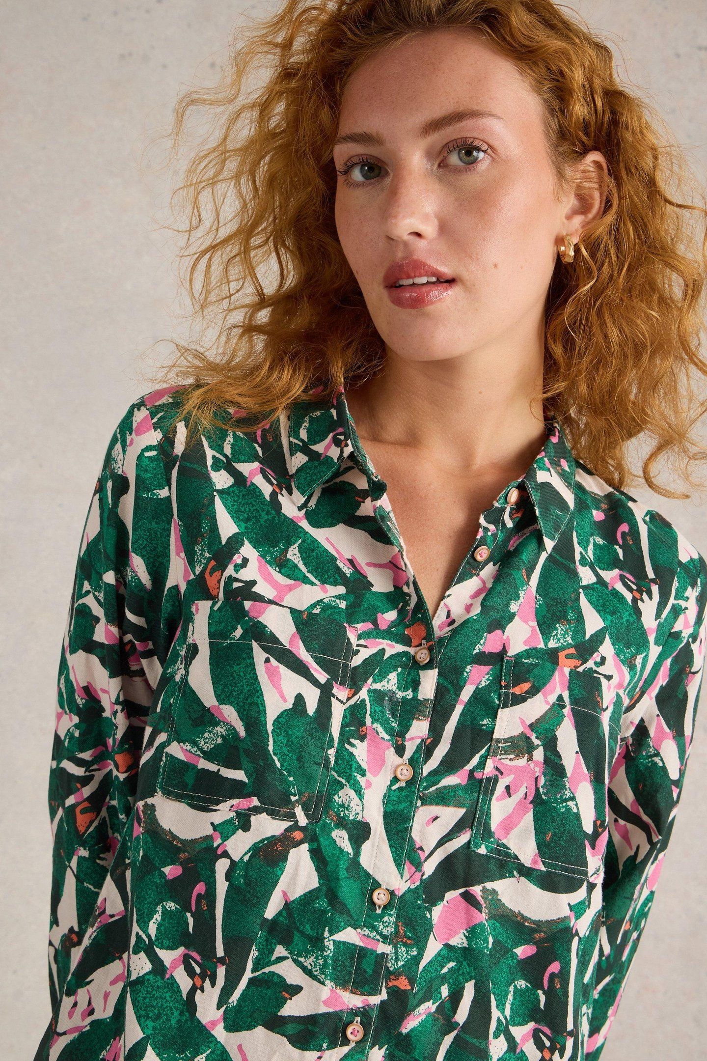 SOPHIE ORGANIC COTTON SHIRT GREEN PRINT 5