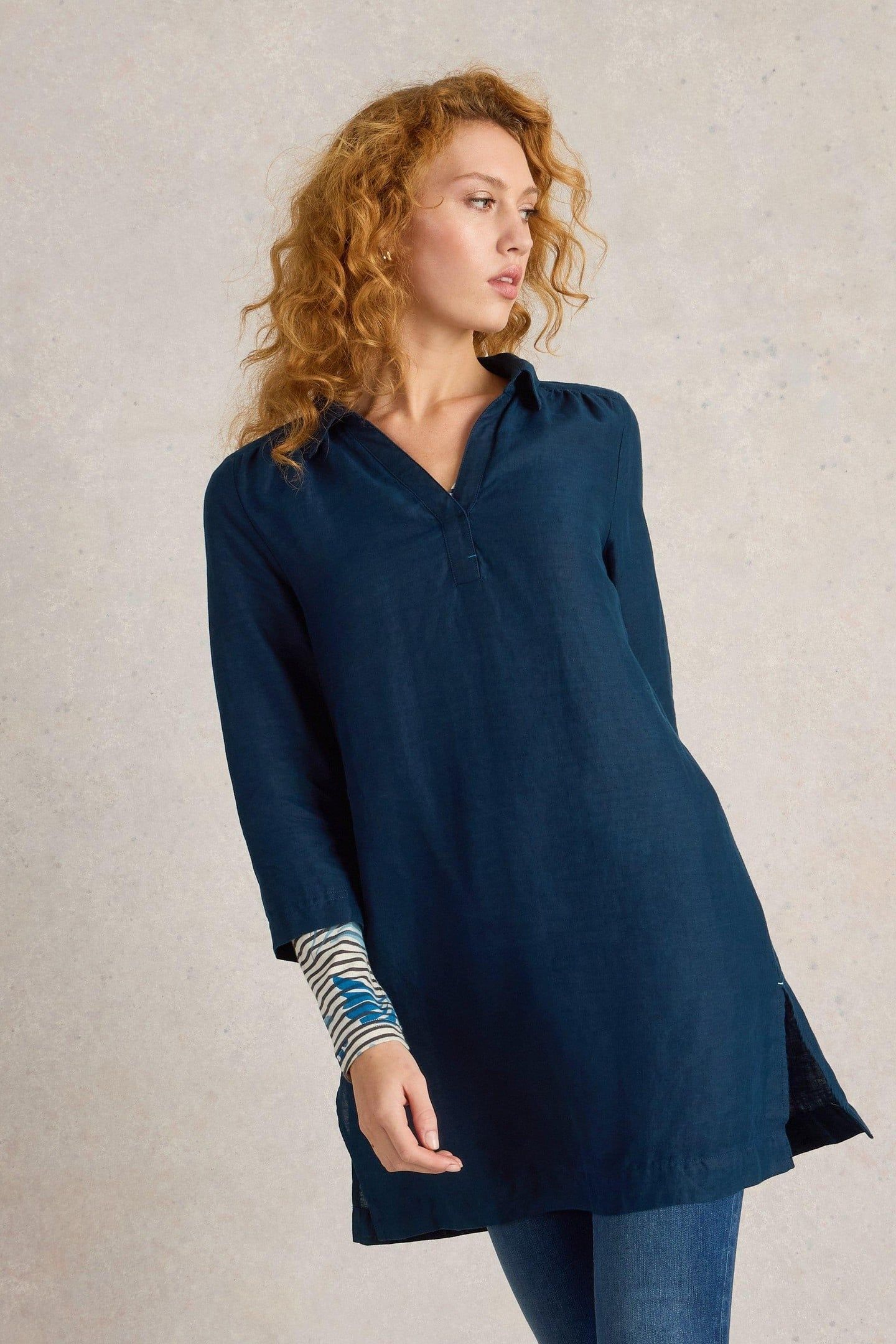BLAKE LINEN TUNIC DARK NAVY 1