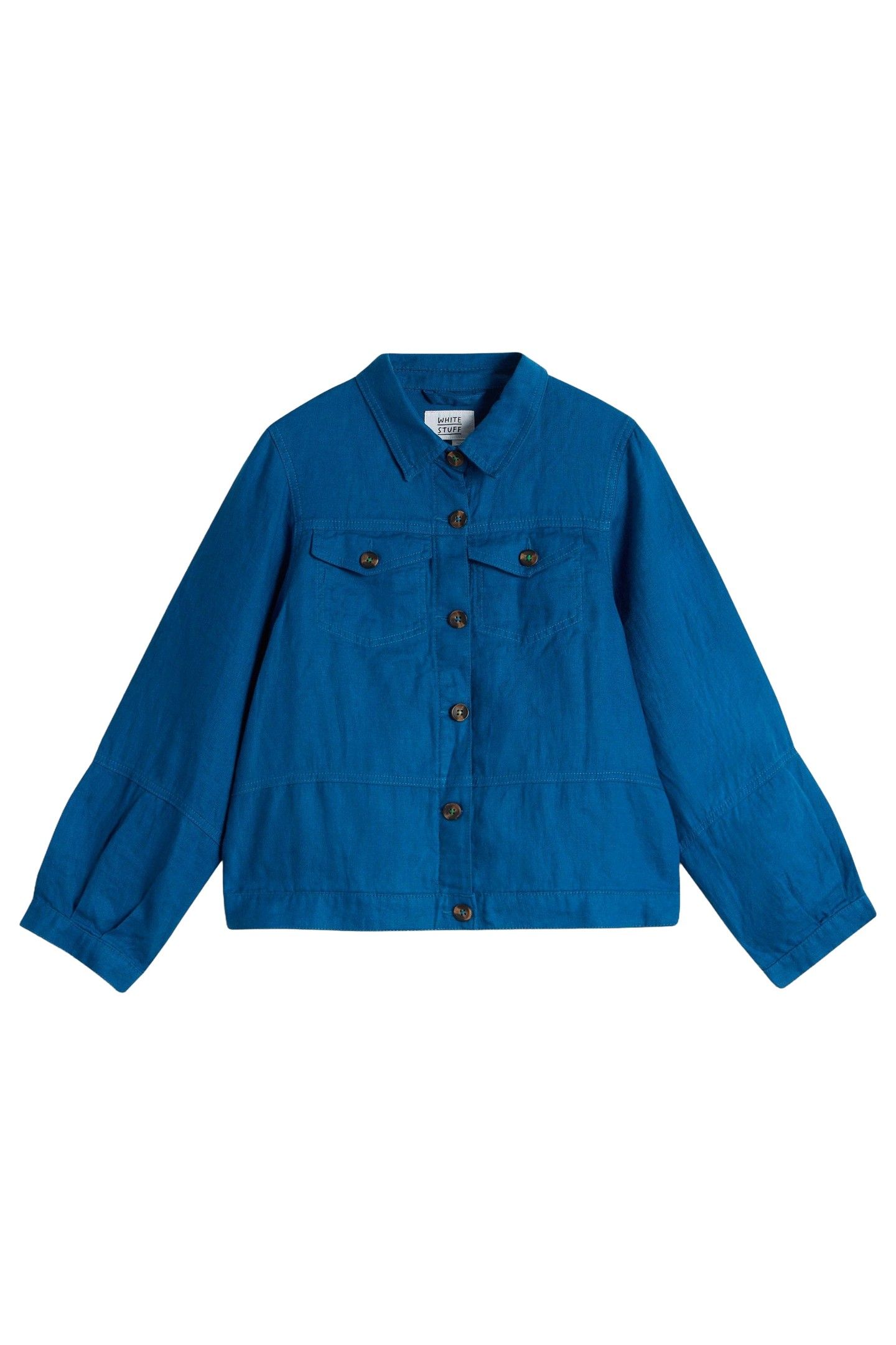 CAMILLE LINEN JACKET BRIGHT BLUE 3