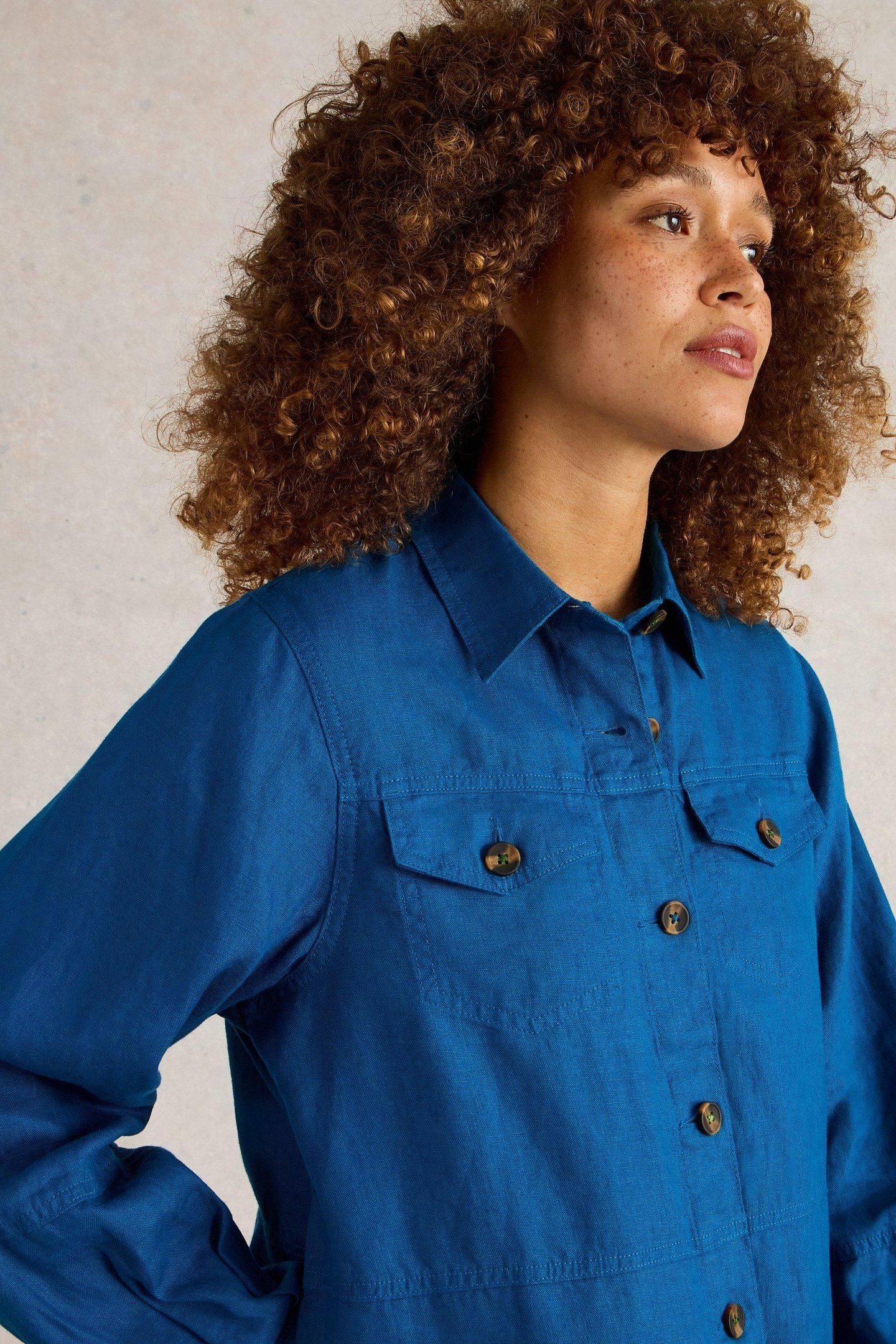 CAMILLE LINEN JACKET BRIGHT BLUE 5
