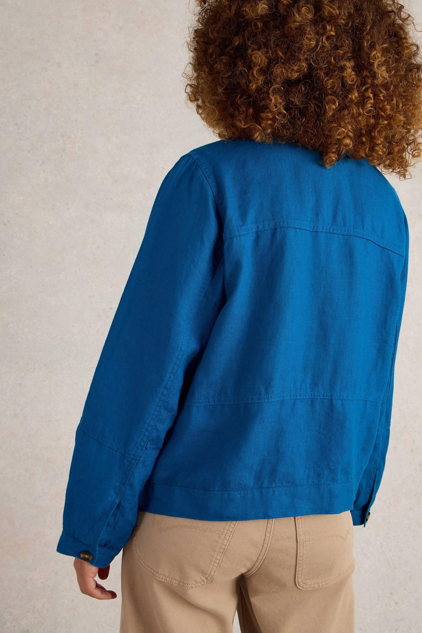 CAMILLE LINEN JACKET BRIGHT BLUE 2