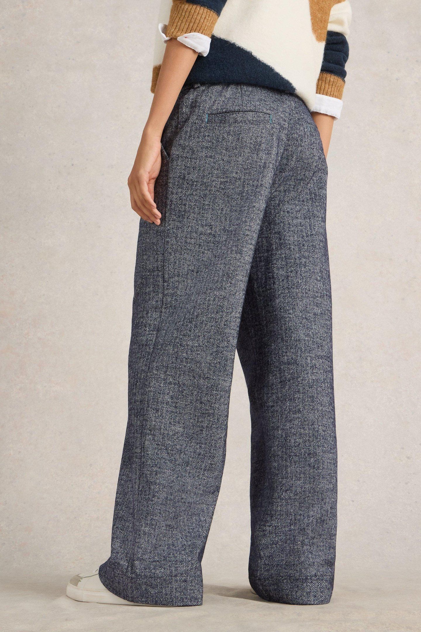 BELLE TWEEDY WIDE LEG TROUSER NAVY MULTI 3