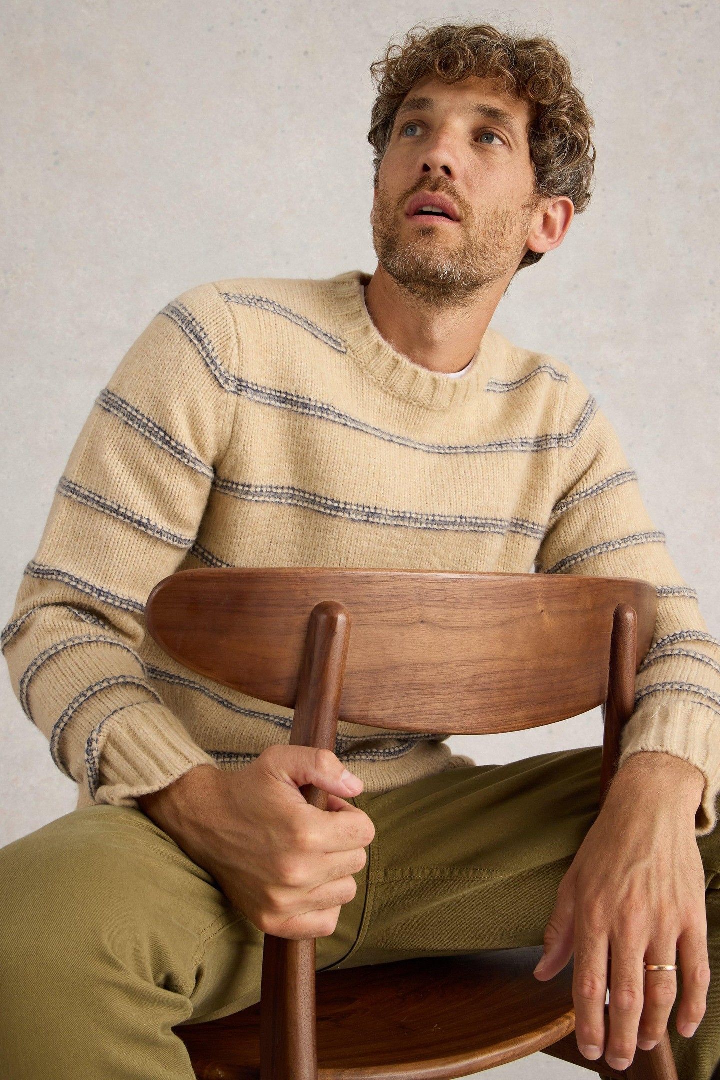 BRETON STRIPE CREW NECK JUMPER NATURAL MULTI 6