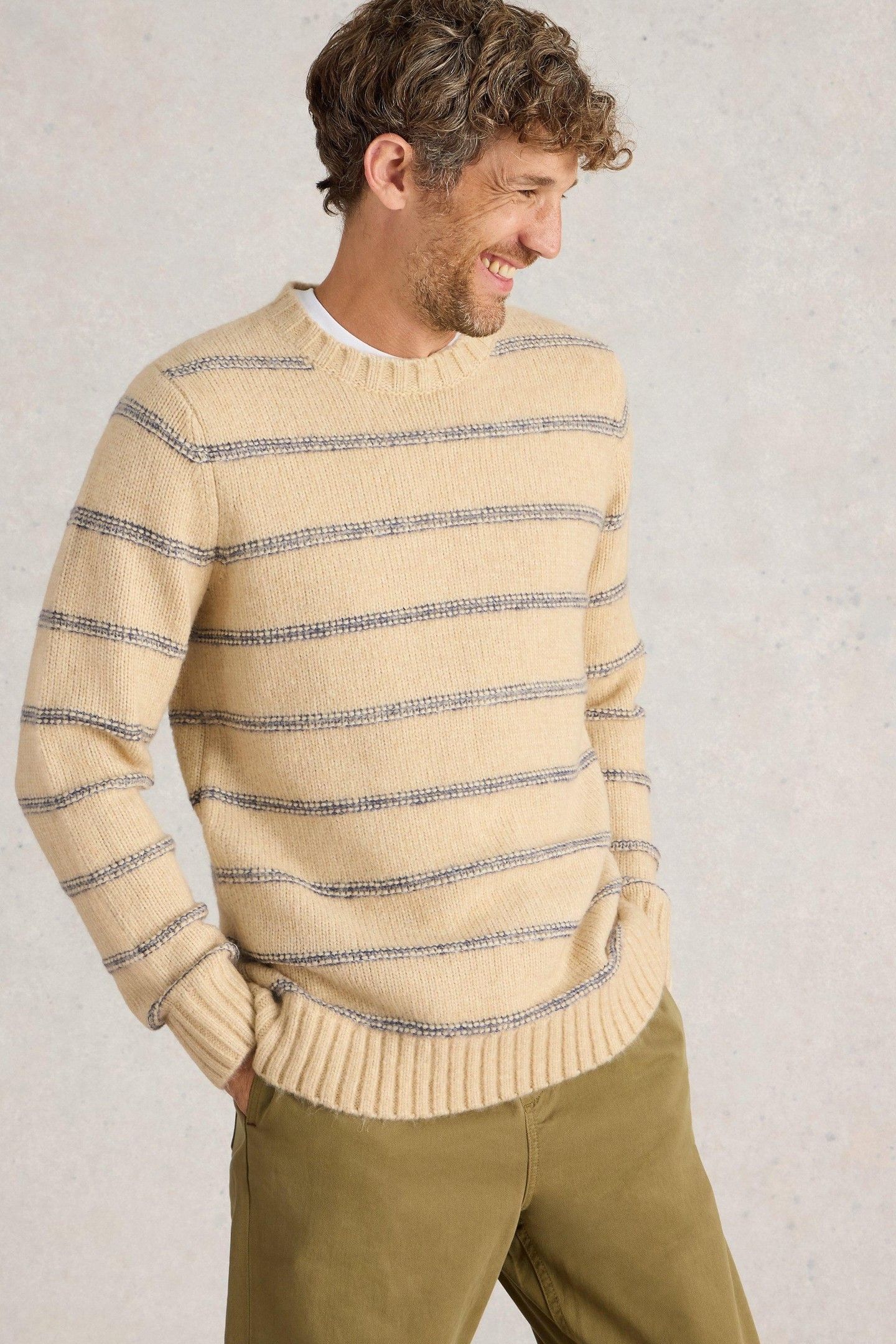 BRETON STRIPE CREW NECK JUMPER NATURAL MULTI 7