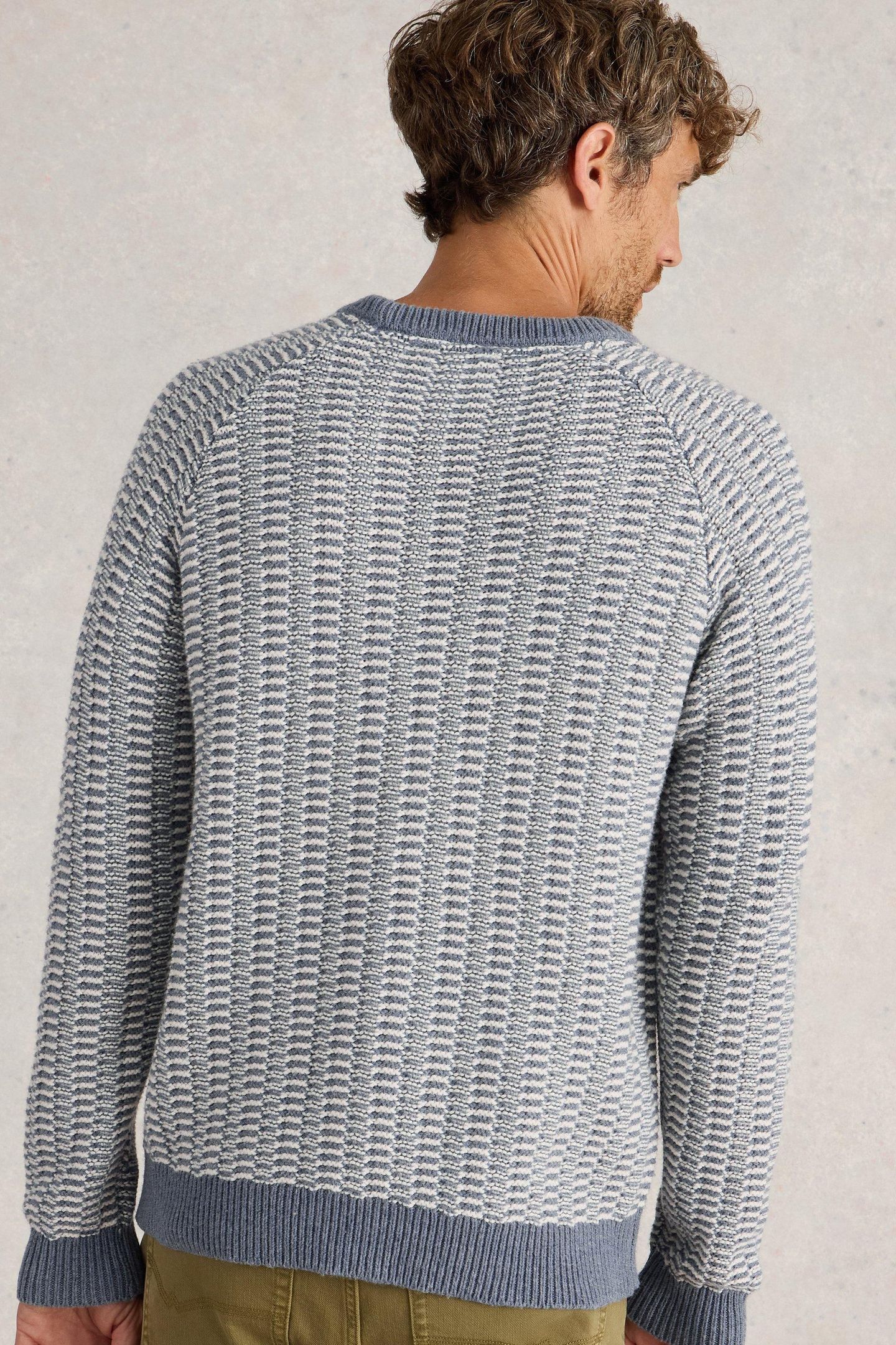 TEXTURED CREW NECK JUMPER BLUE MULTI 3