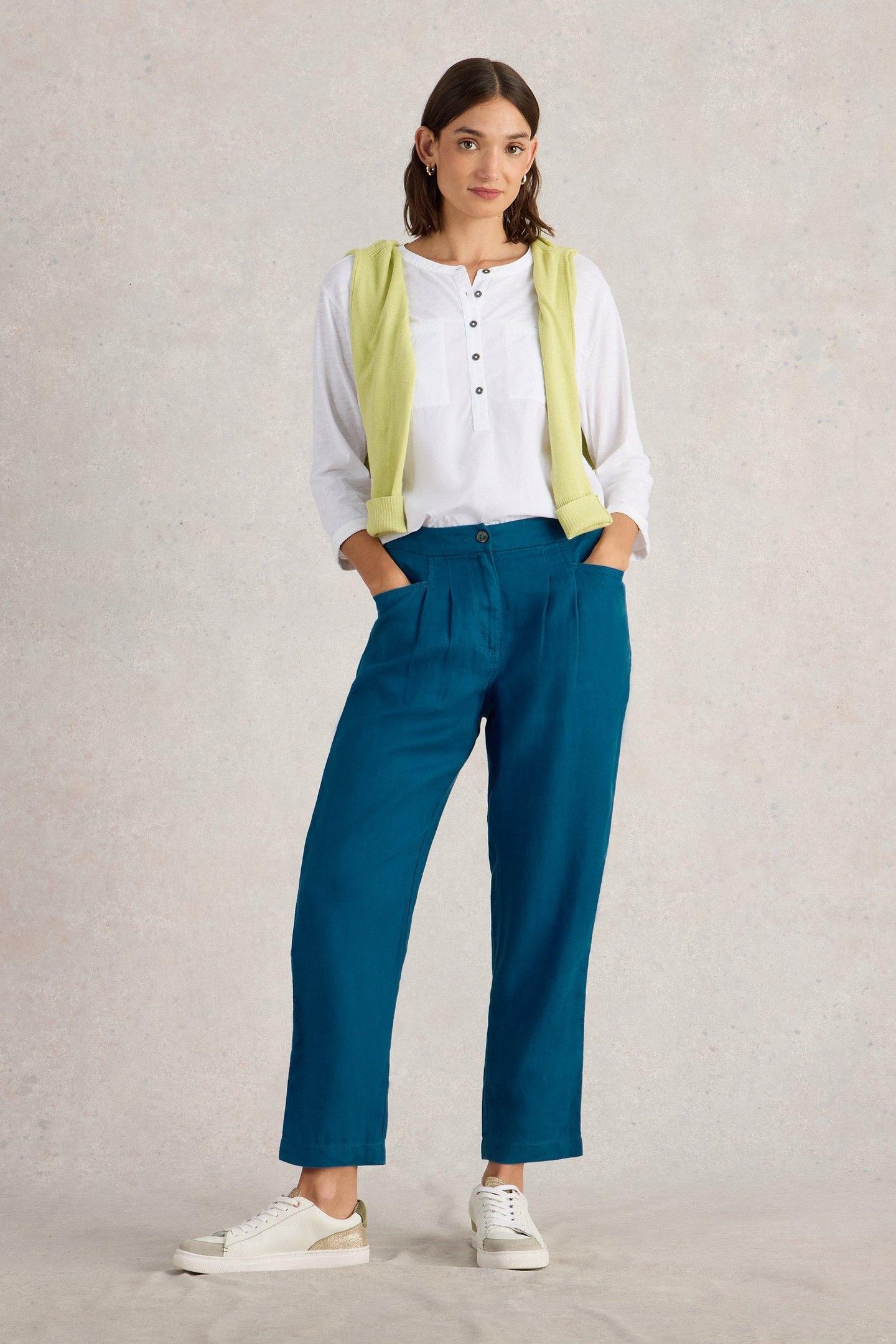 ROWENA LINEN TROUSER BRIGHT BLUE 2