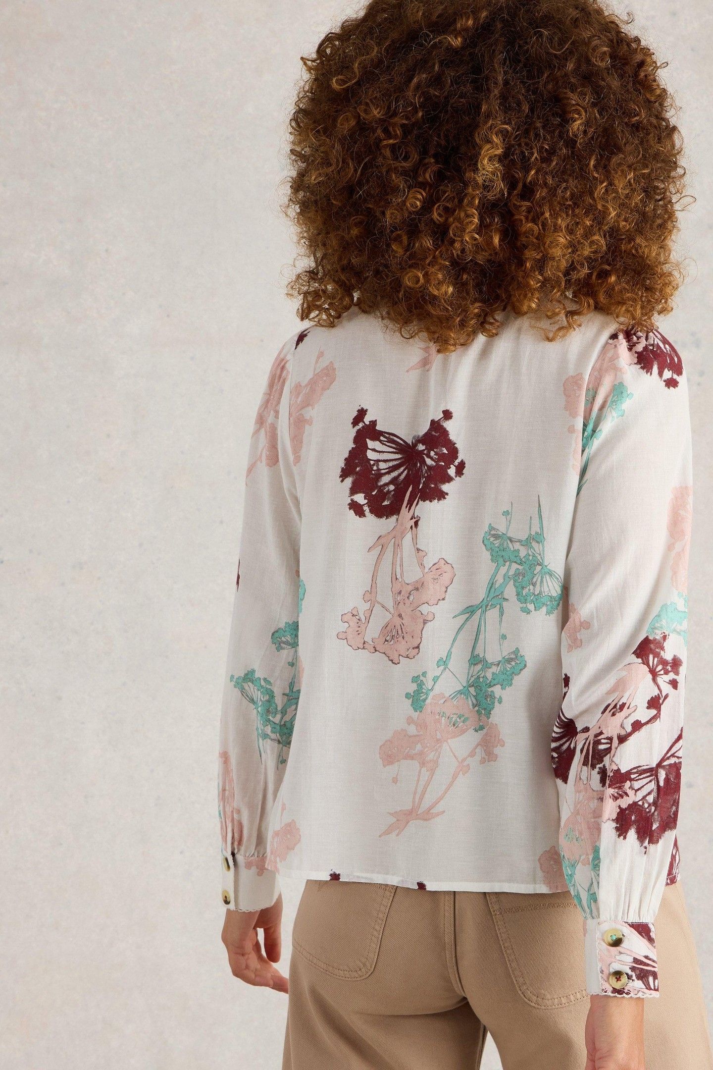 PAULINE FRILL NECK TOP IVORY MULTI 3