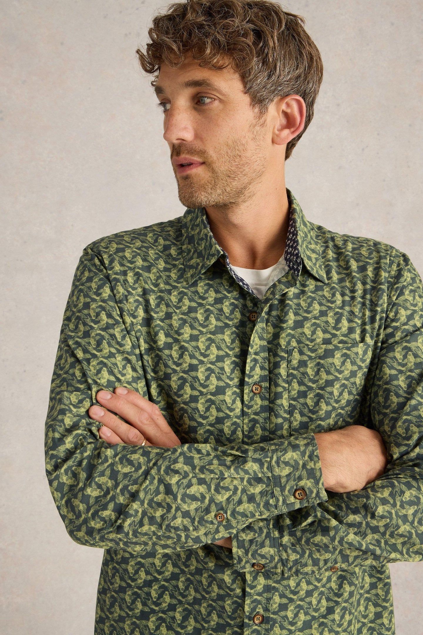 KOI FISH PRINTED SHIRT GREEN PRINT 6
