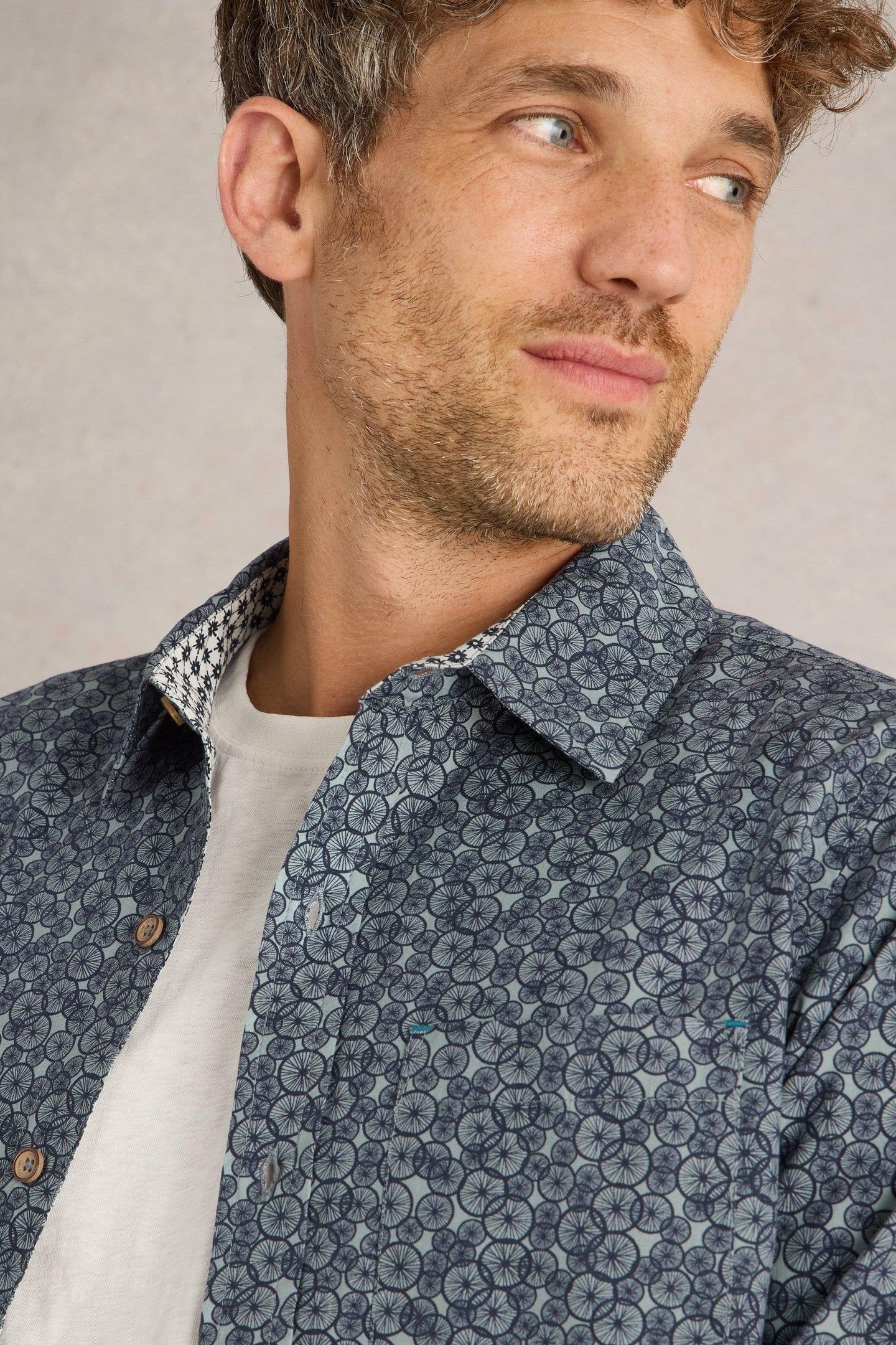 BIKE TIRES PRINTED SHIRT NAVY PRINT 6